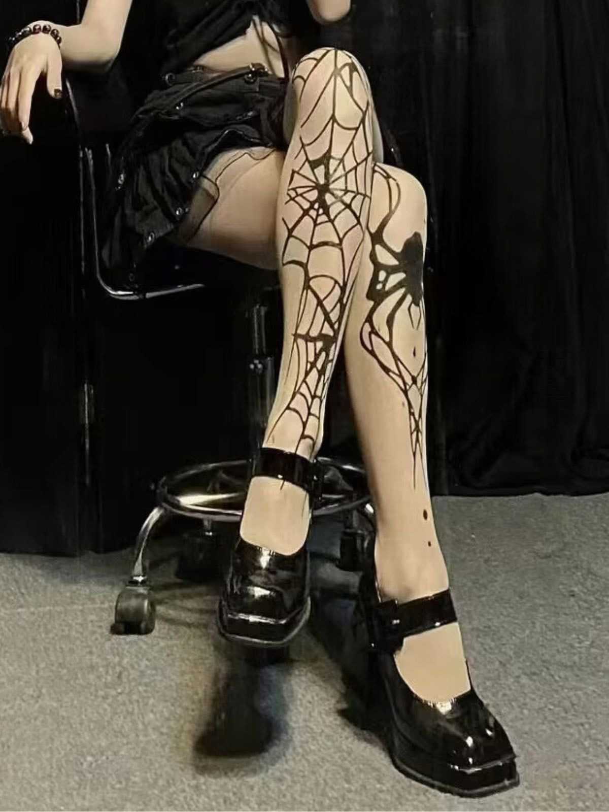 Halloween Spider Web Gothic Stockings - Image 6