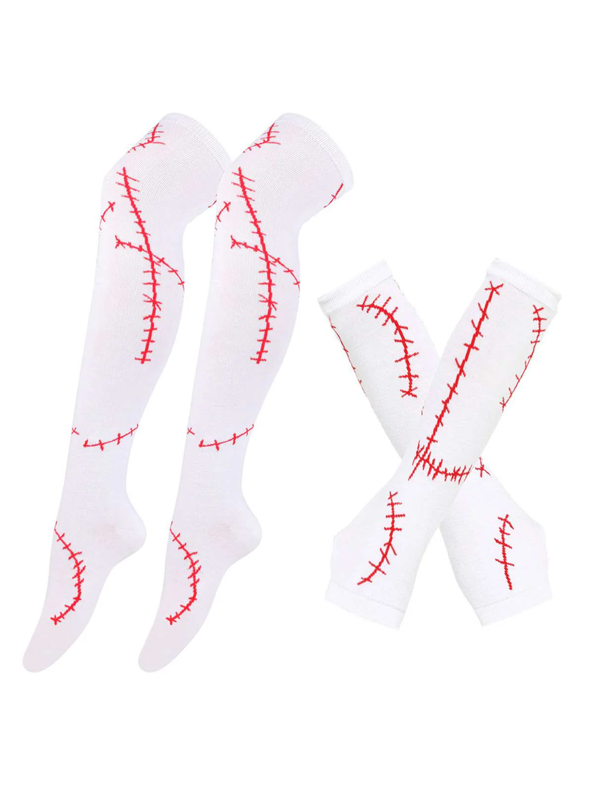 Halloween Stitched Print Fingerless Gloves & Socks - Image 3