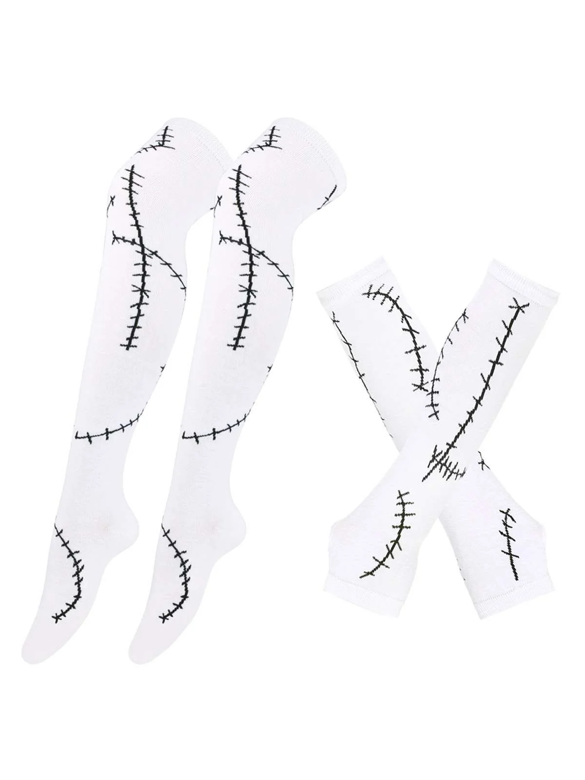 Halloween Stitched Print Fingerless Gloves & Socks - Image 5