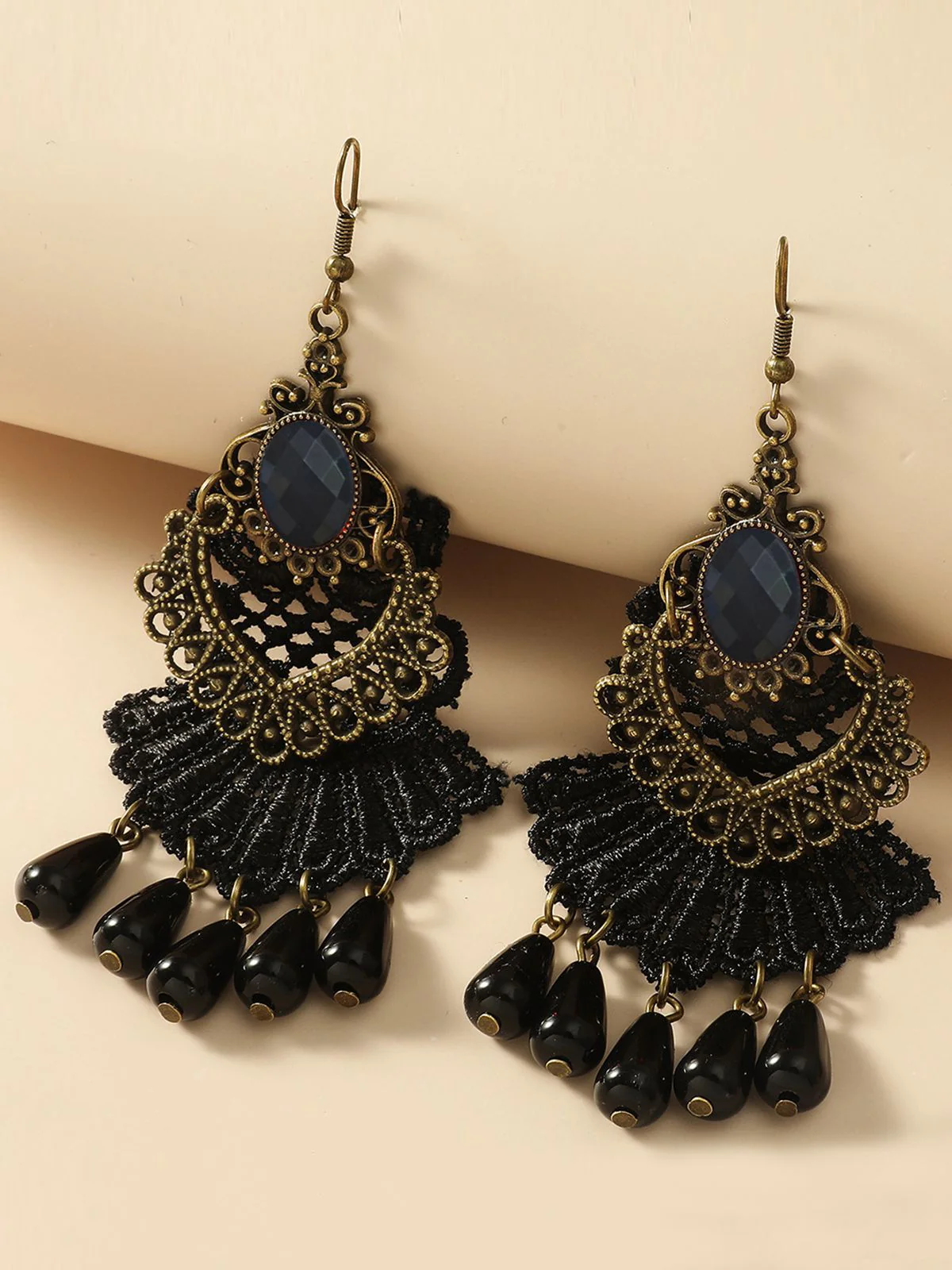 Halloween Vintage Ruby Beading Earrings - Image 3