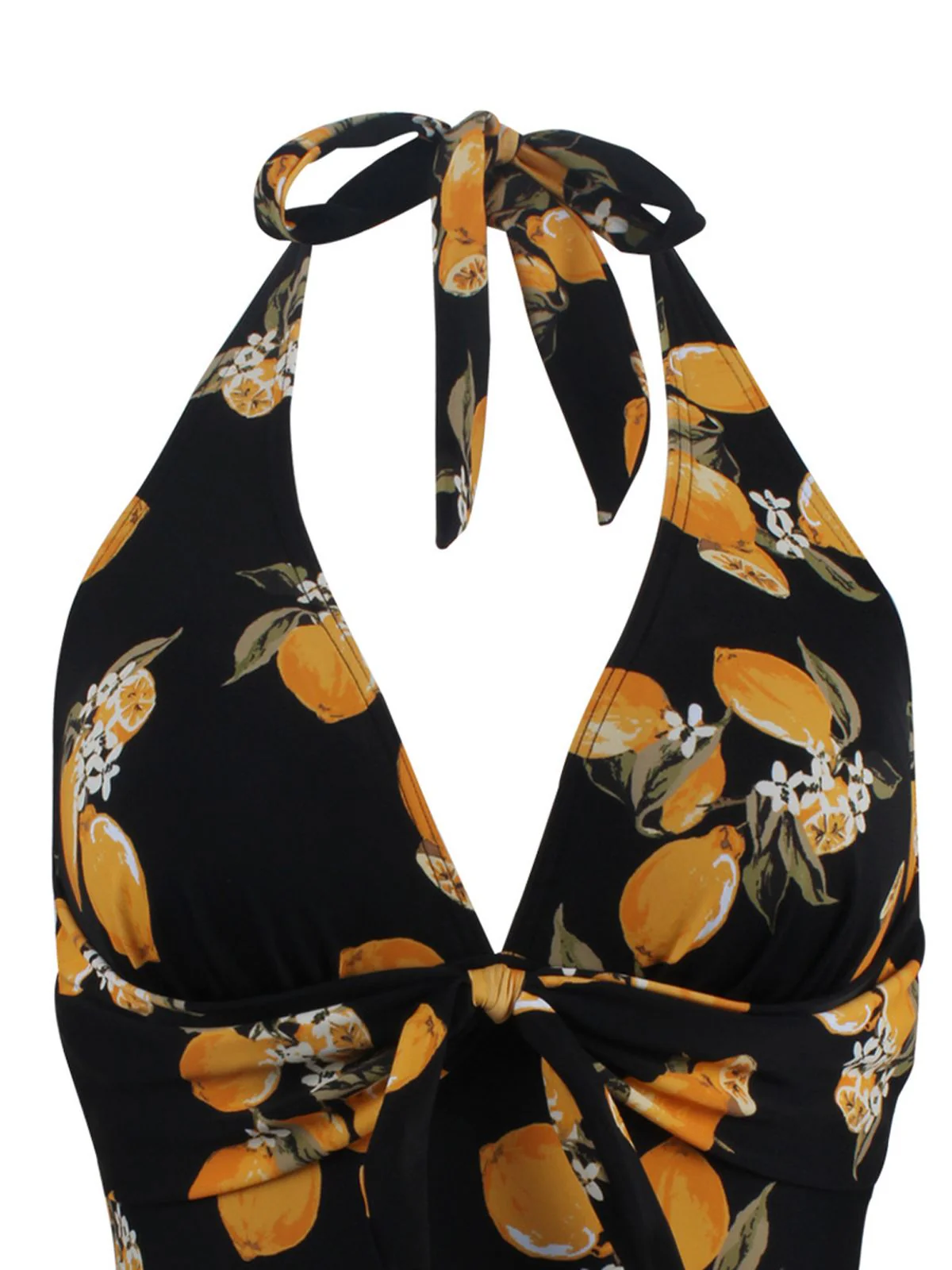 1950s Halter Lemon One-Piece Swimsuit - Image 2
