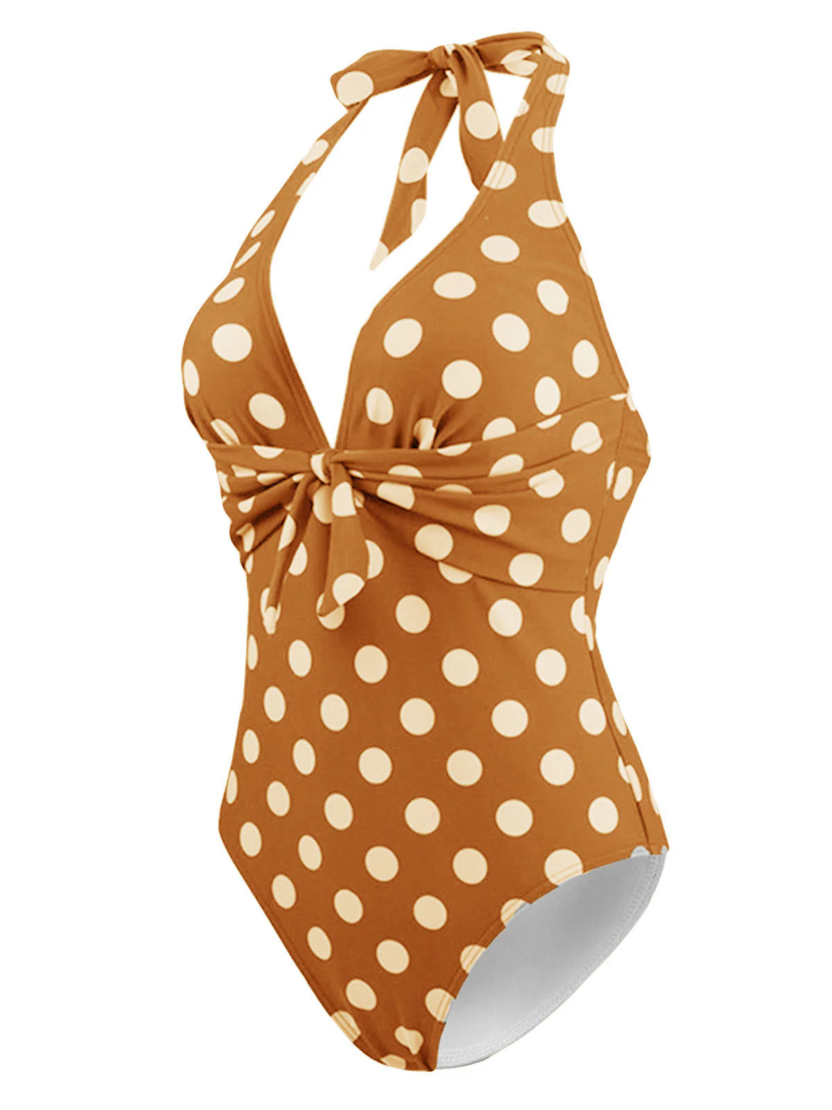 1940s Halter Polka Dot One-Piece Swimsuit - Image 3