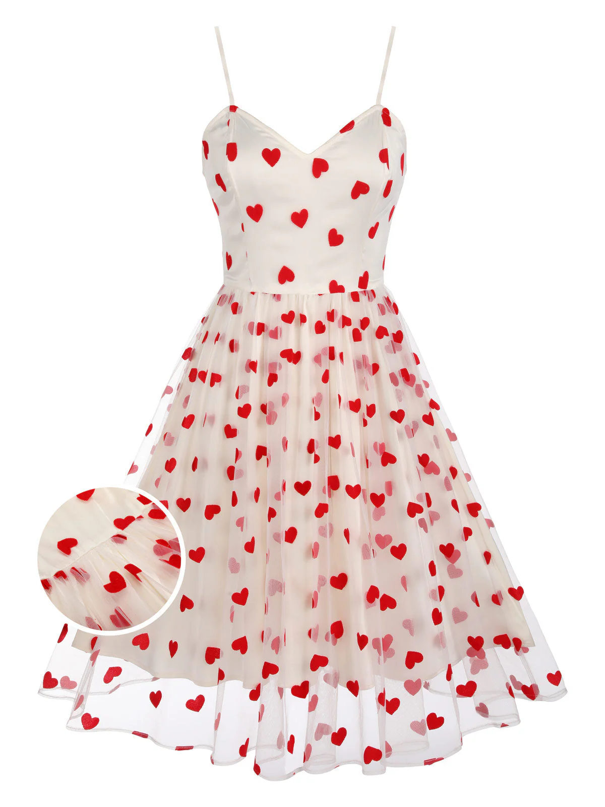 Heart 1950s Mesh Sling Dress - Image 2
