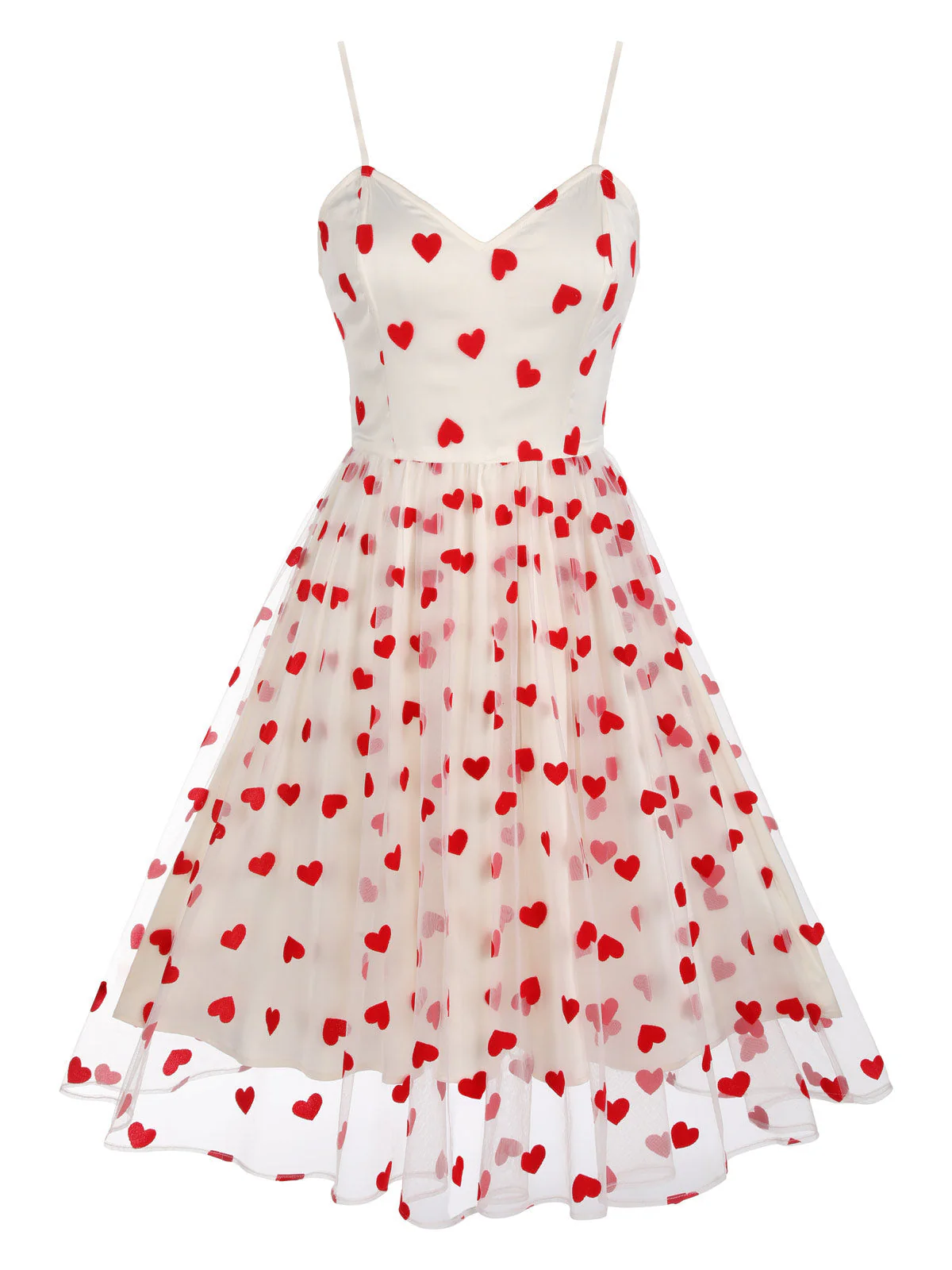 Heart 1950s Mesh Sling Dress - Image 3