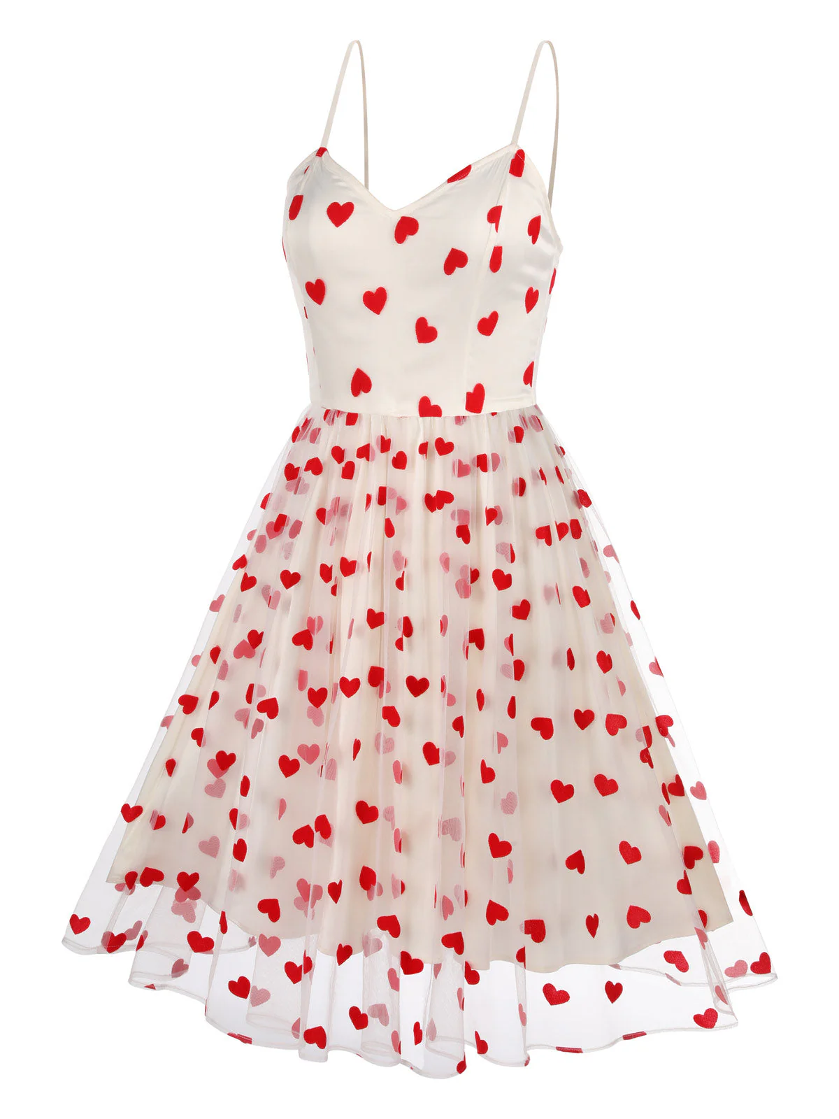 Heart 1950s Mesh Sling Dress - Image 4