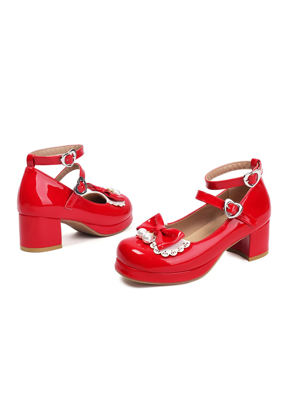 Heart Pearl Bow Mary Jane Heels - Image 14