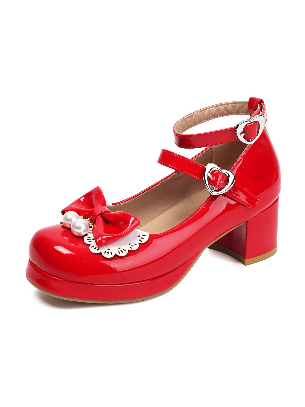 Heart Pearl Bow Mary Jane Heels - Image 15