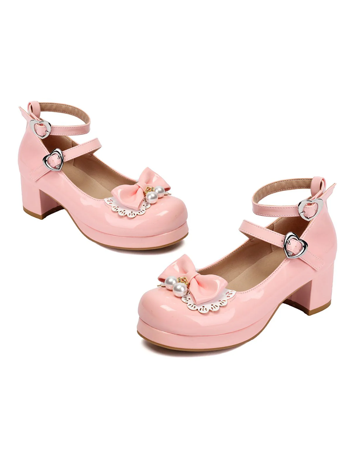 Heart Pearl Bow Mary Jane Heels - Image 2