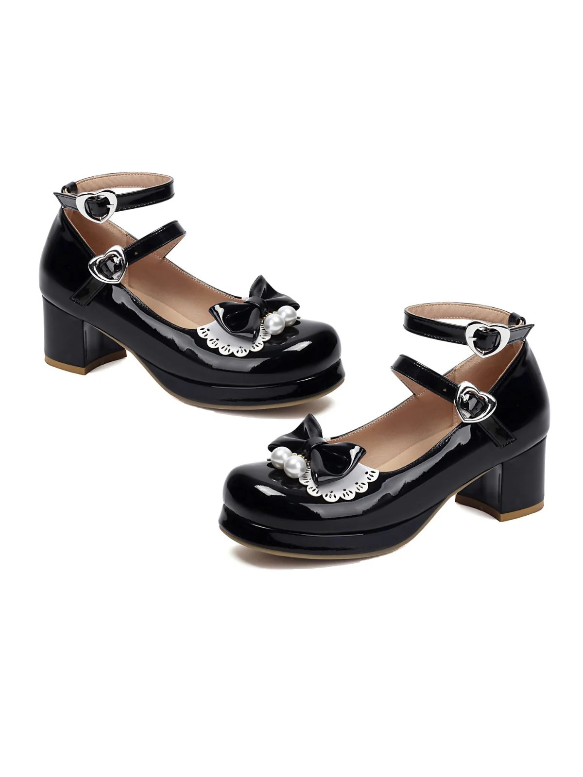 Heart Pearl Bow Mary Jane Heels - Image 6