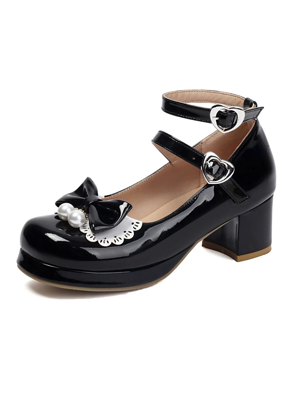 Heart Pearl Bow Mary Jane Heels - Image 7