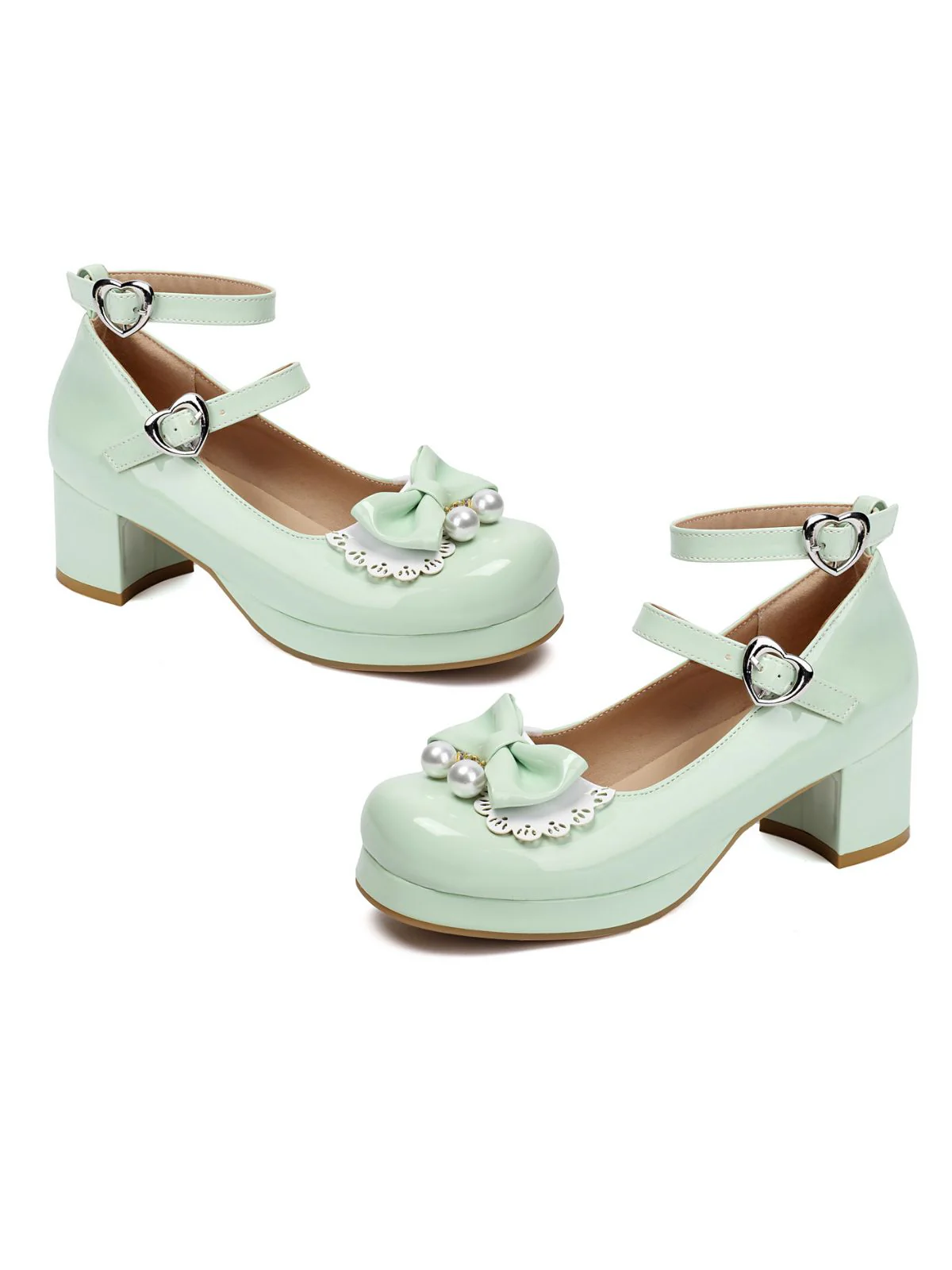 Heart Pearl Bow Mary Jane Heels - Image 8