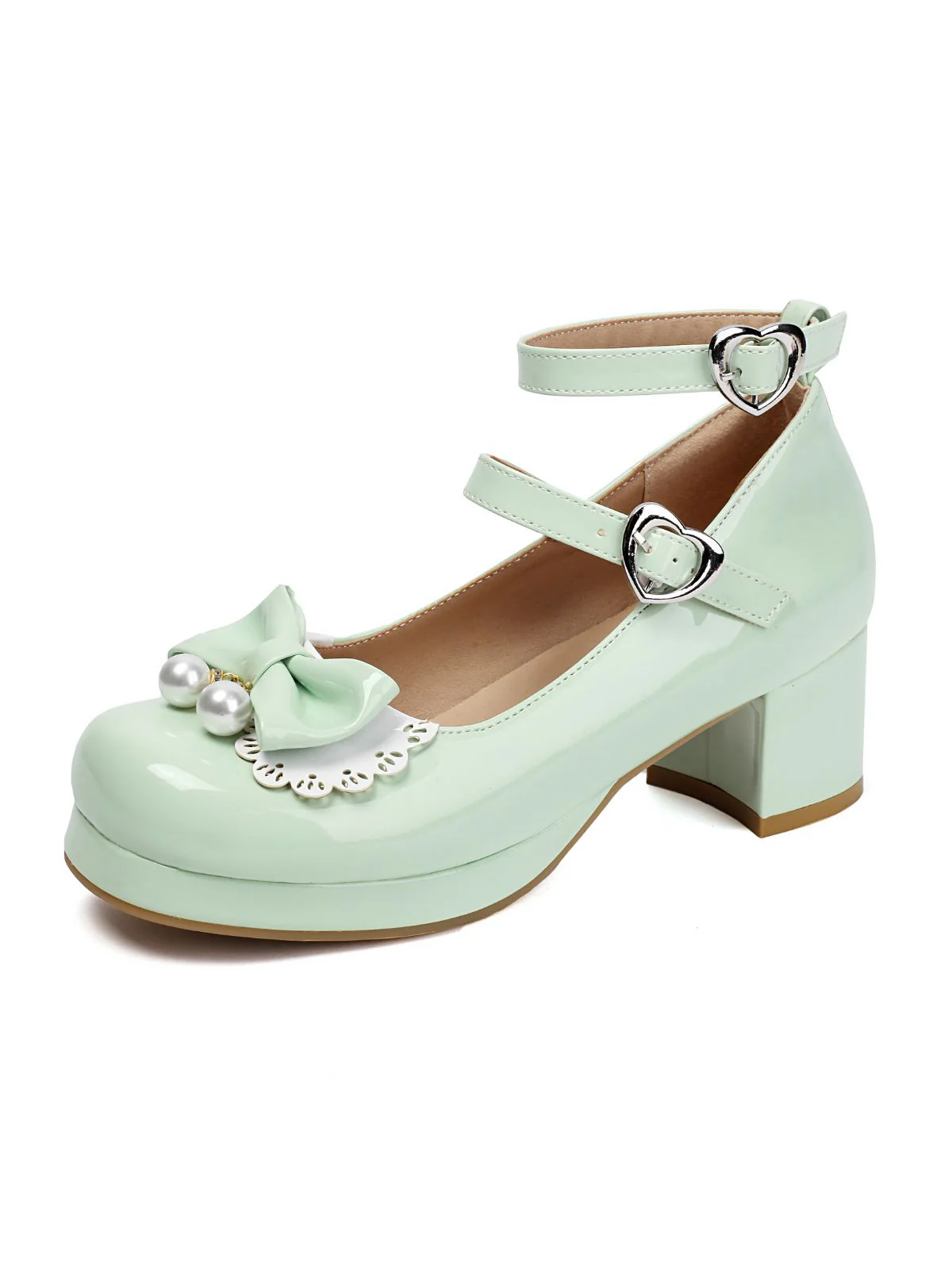 Heart Pearl Bow Mary Jane Heels - Image 9
