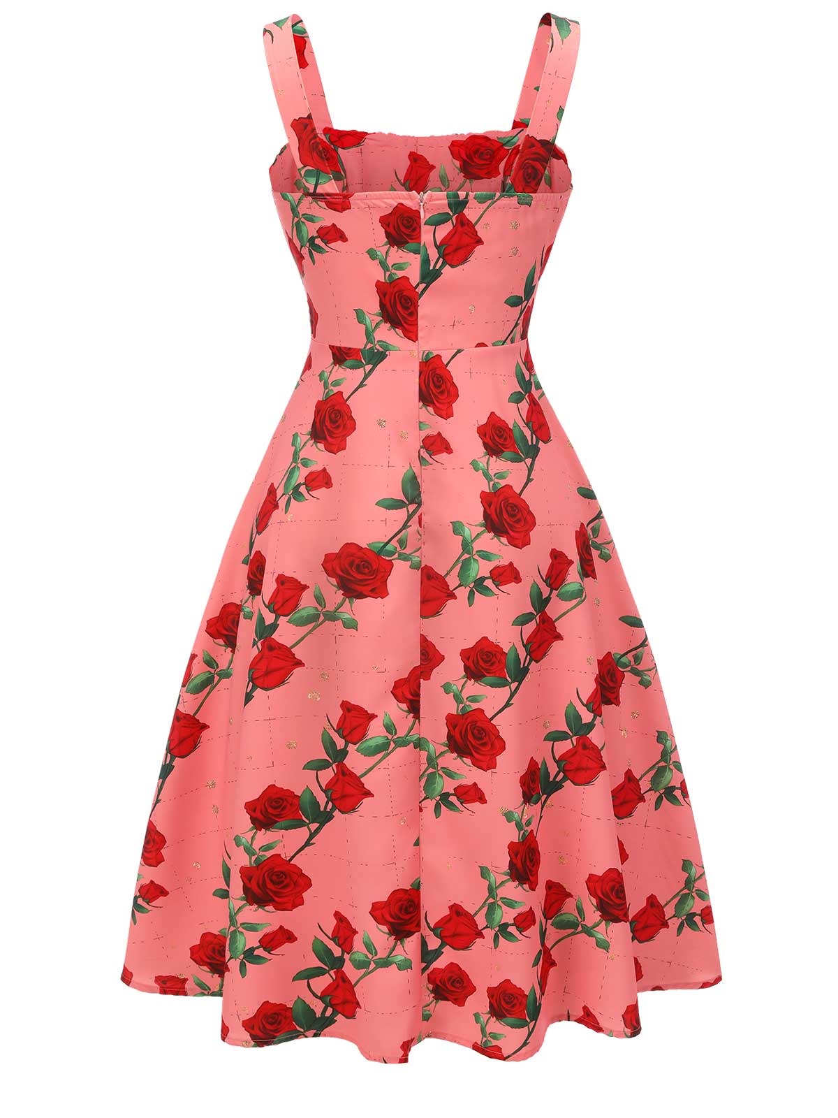 High Waist Suspenders Rose Dress - Image 4