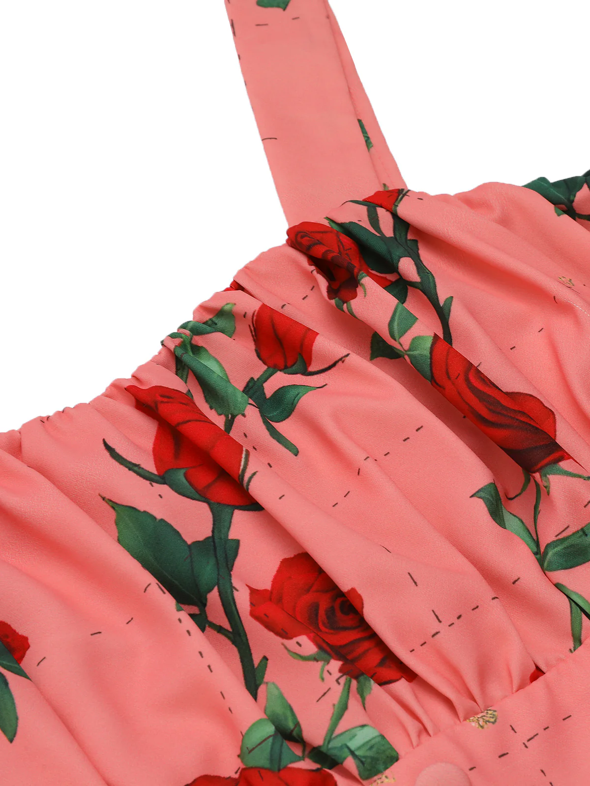 High Waist Suspenders Rose Dress - Image 5