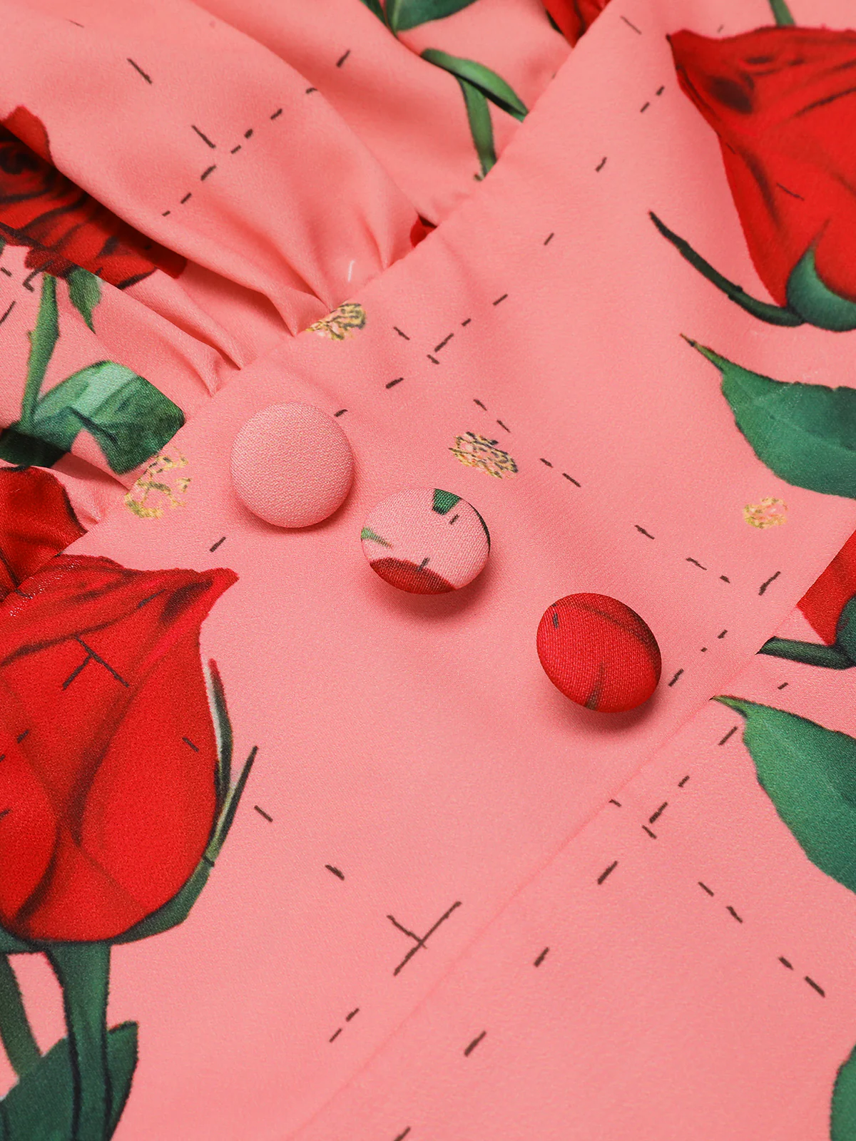 High Waist Suspenders Rose Dress - Image 6