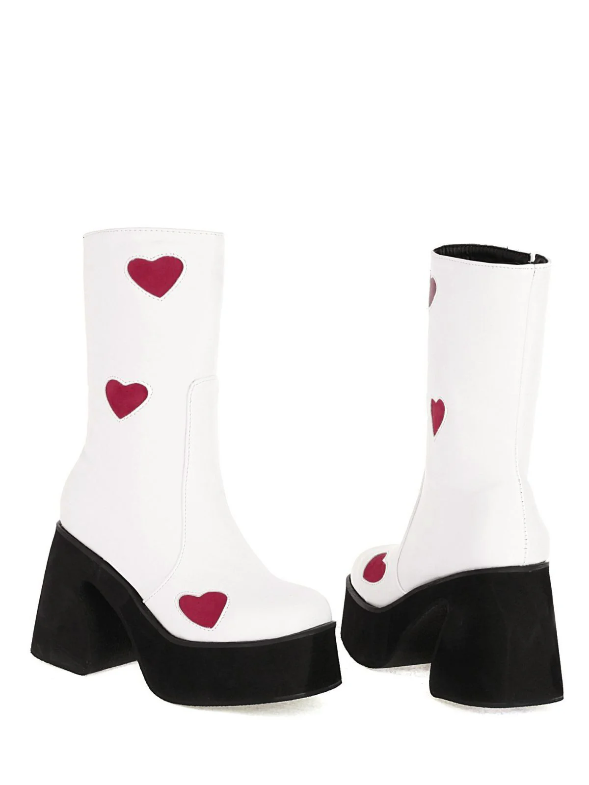 Hollow Hearts Leather Chunky Platform Boots - Image 2