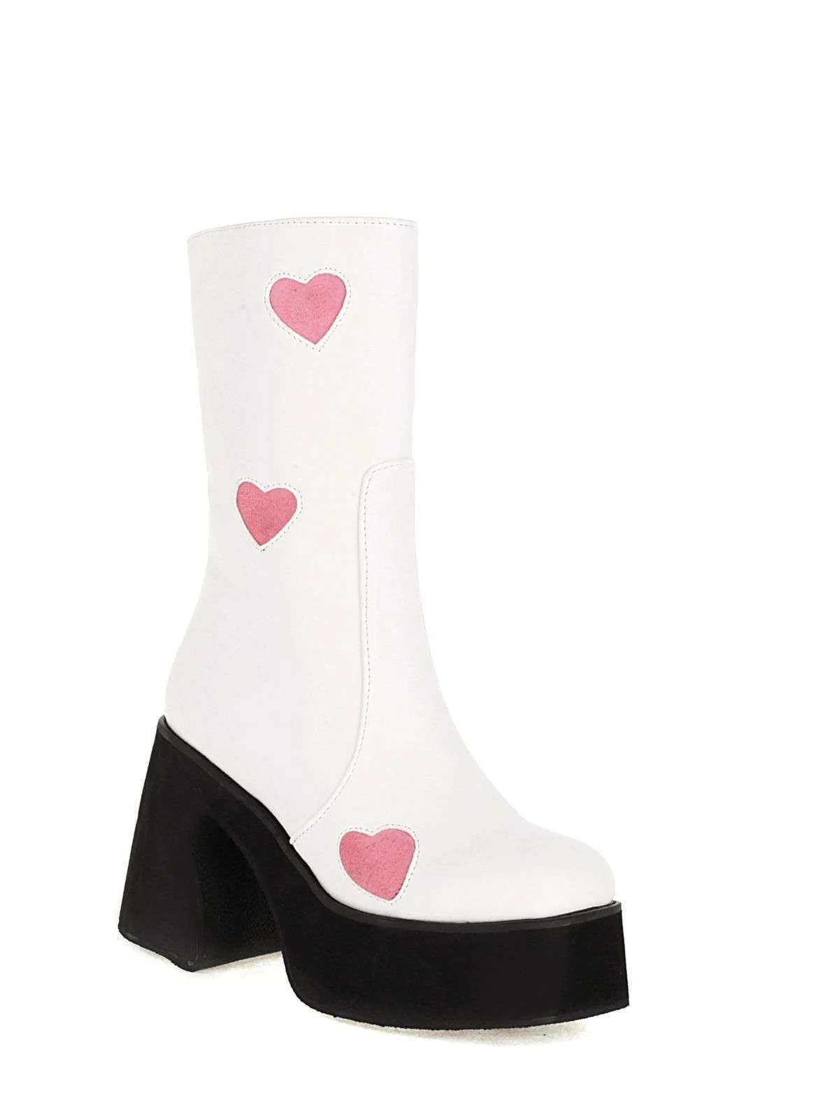 Hollow Hearts Leather Chunky Platform Boots - Image 6