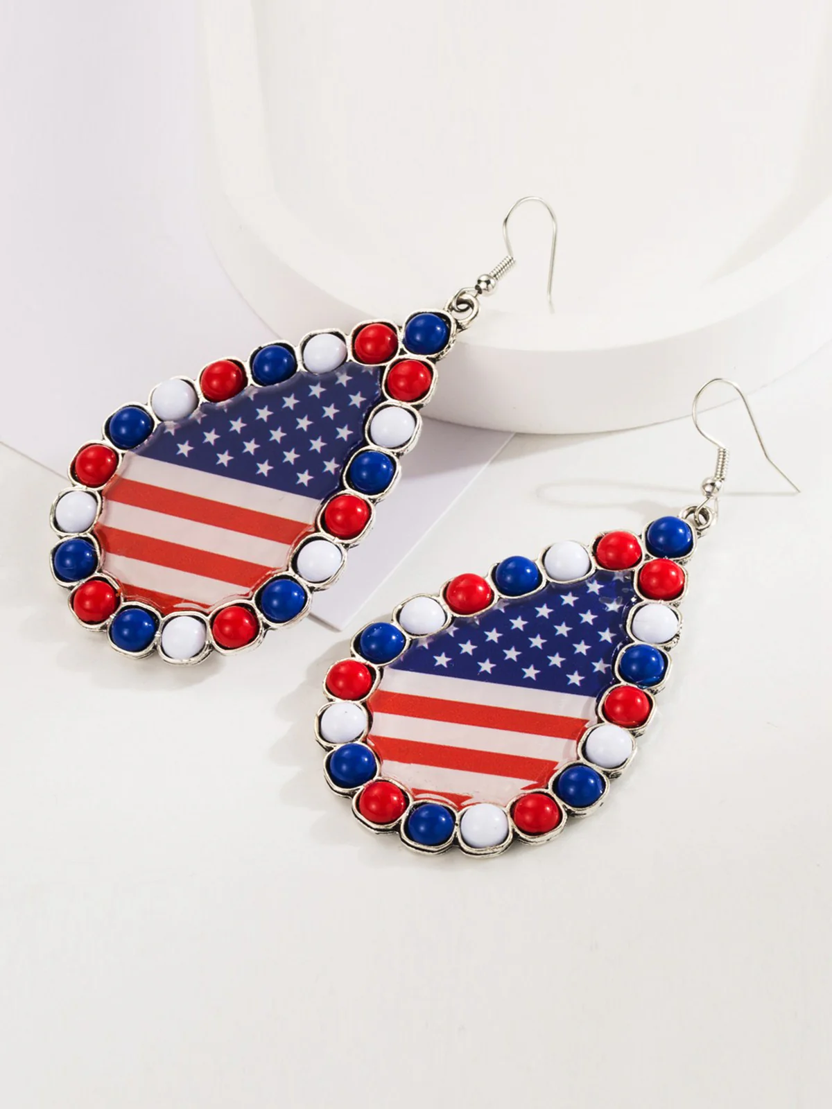 Independence Day Flag Beaded Earrings - Image 2