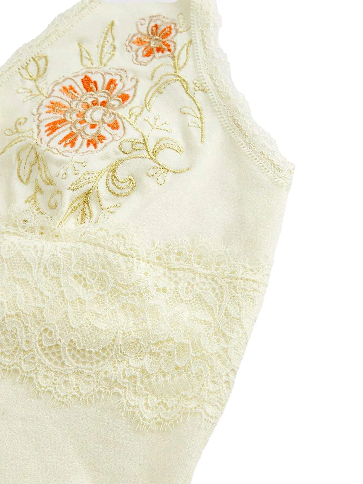 Ivory 1980s Embroidered Lace Floral Halter Top - Image 4