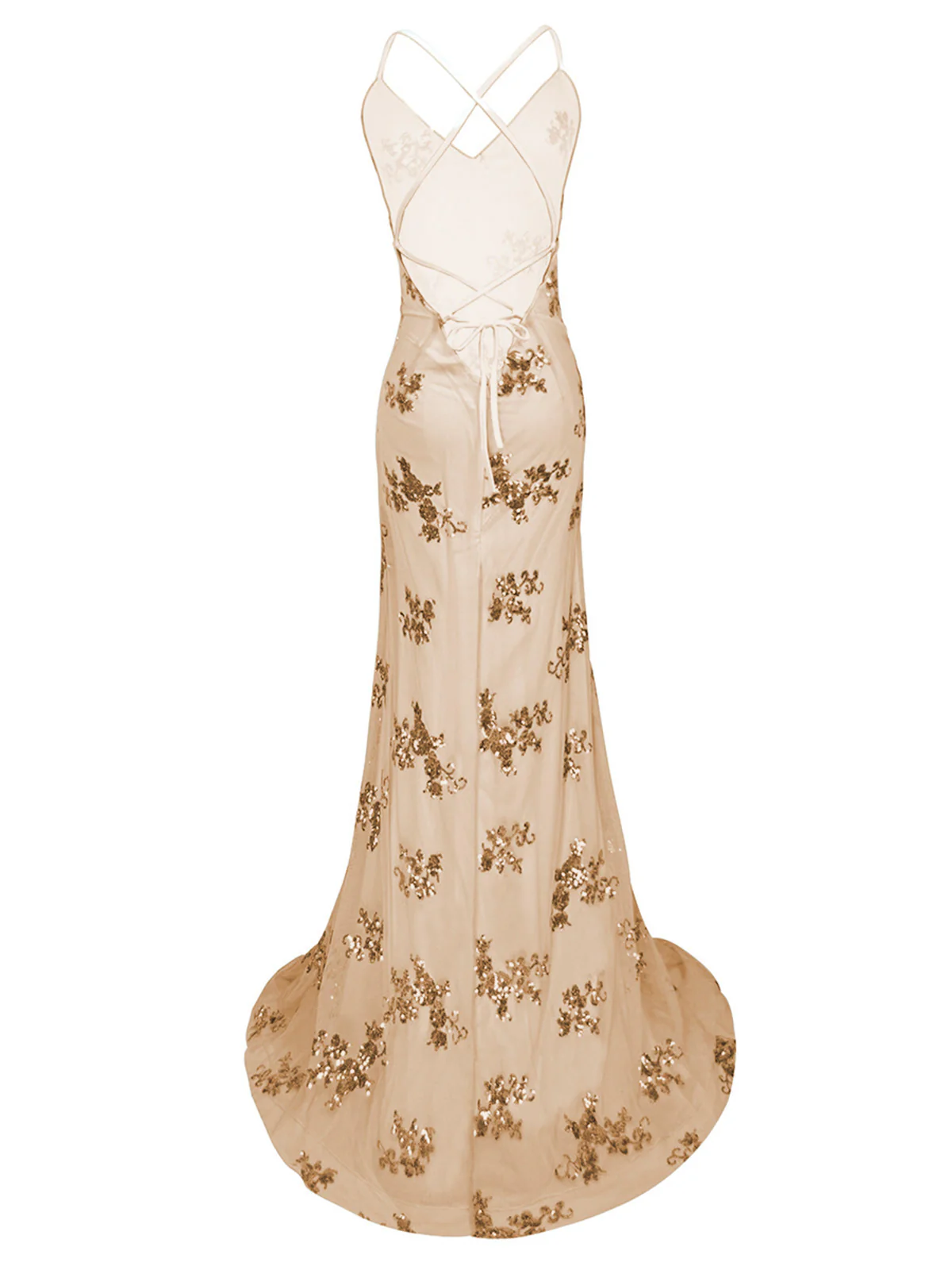 Ivory 1980s Sequin-Embellished Mermaid Gown Dress - Image 3