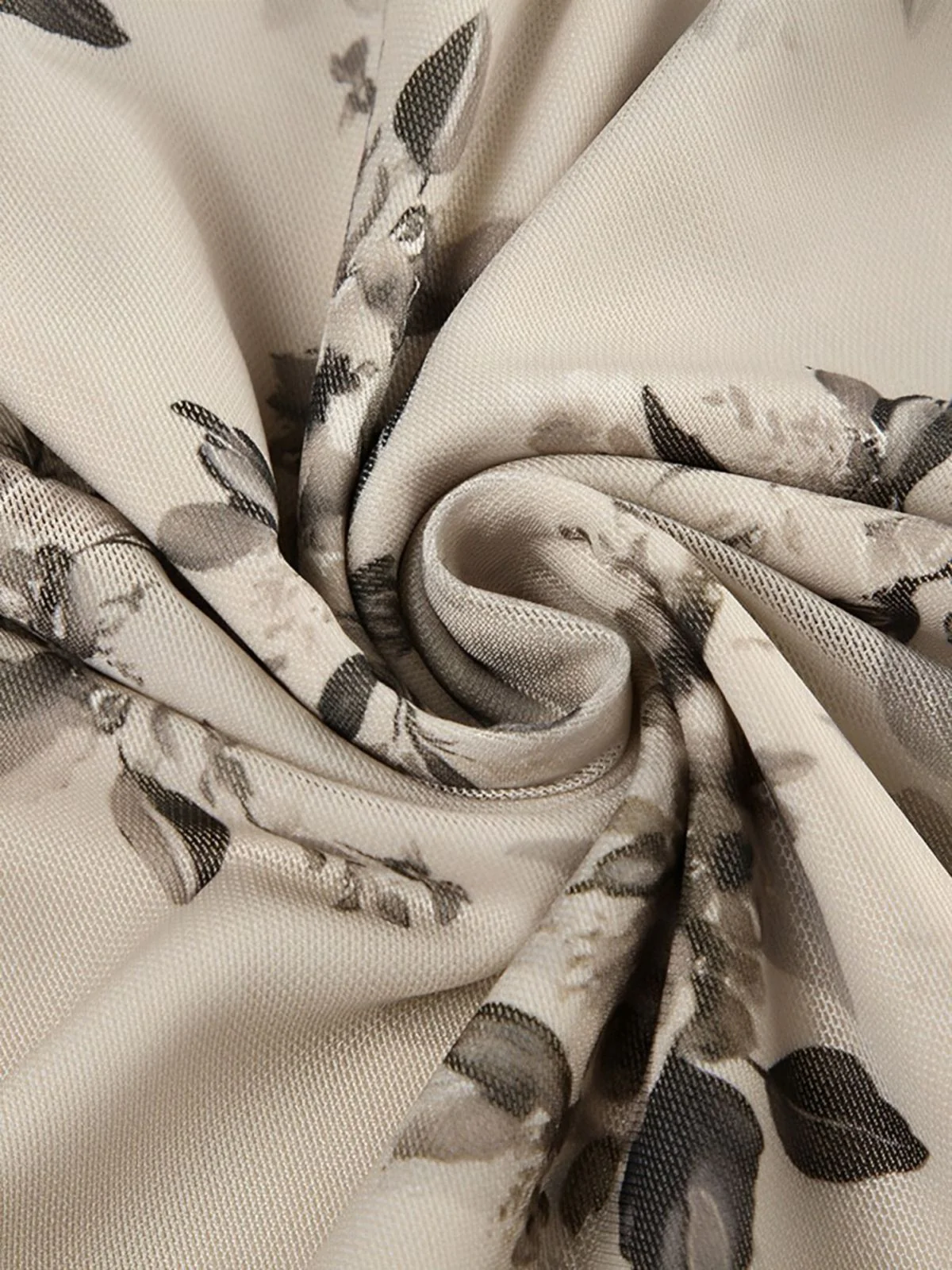 Khaki 1930s Plants Double Mesh Fishtail Skirt - Image 7