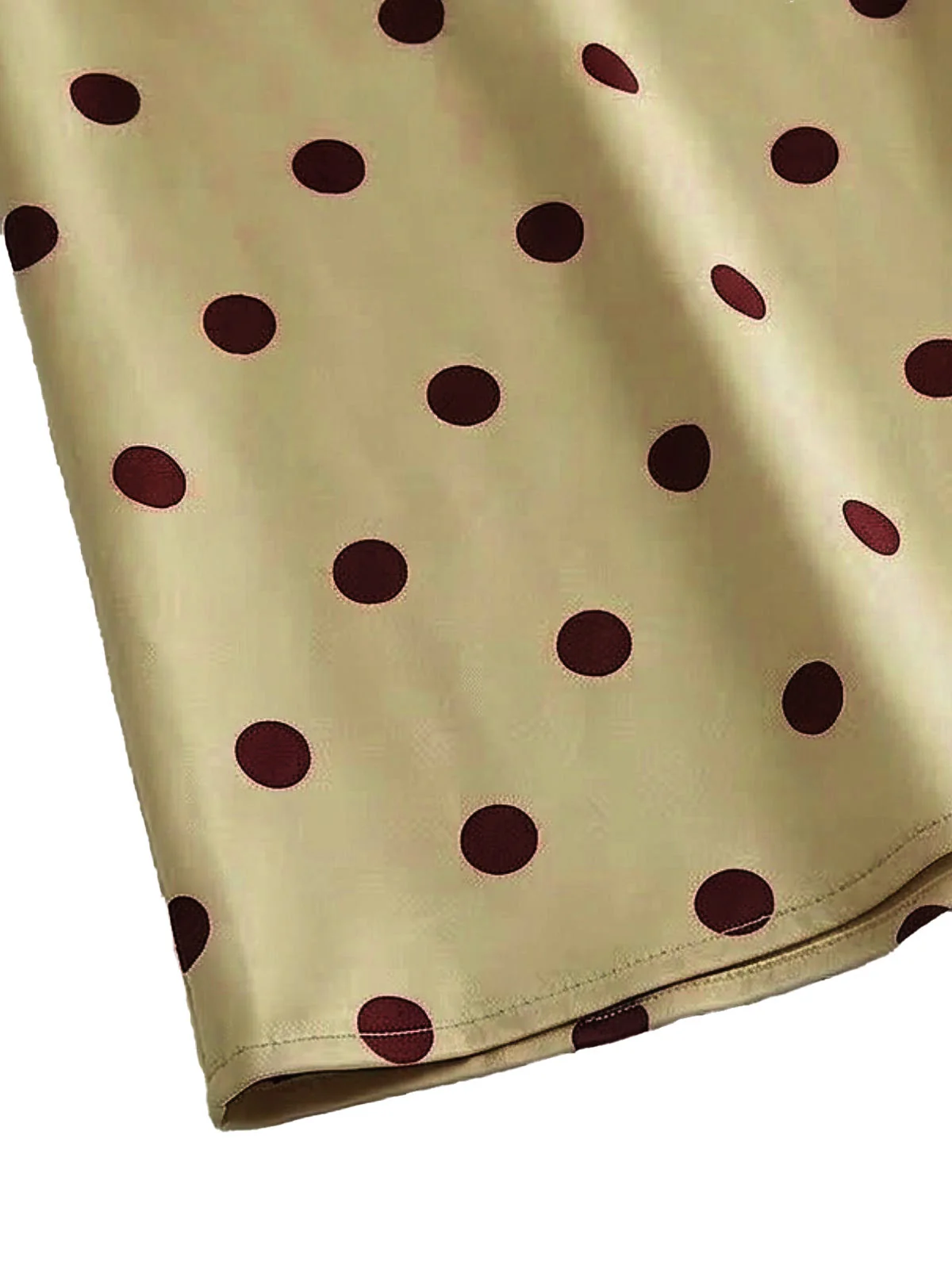 Khaki 1930s V-Neck Polka Dot Lace-Trim Sleeveless Dress - Image 6