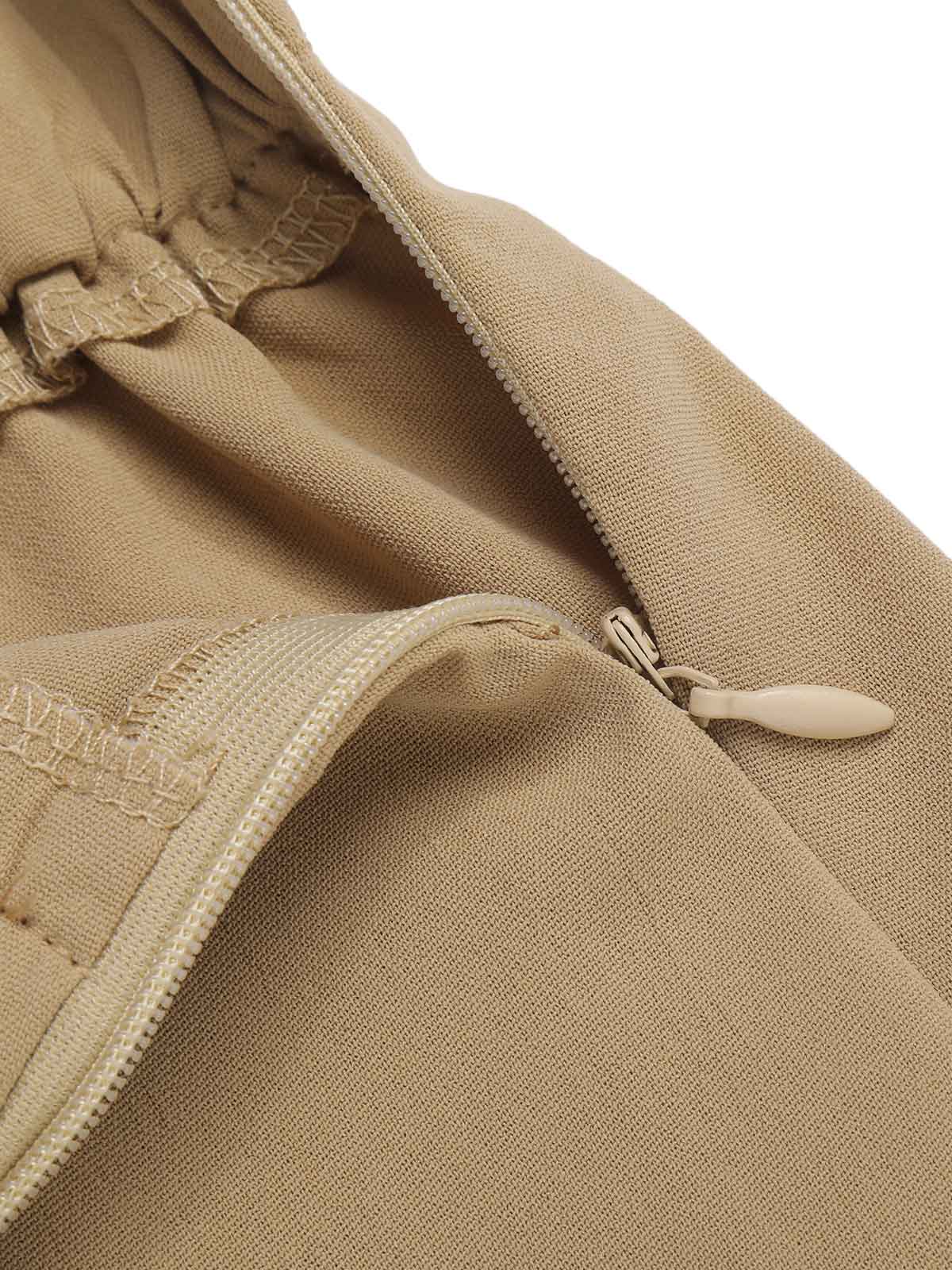 Khaki 1940s High Waist Wide Leg Pants - Image 7