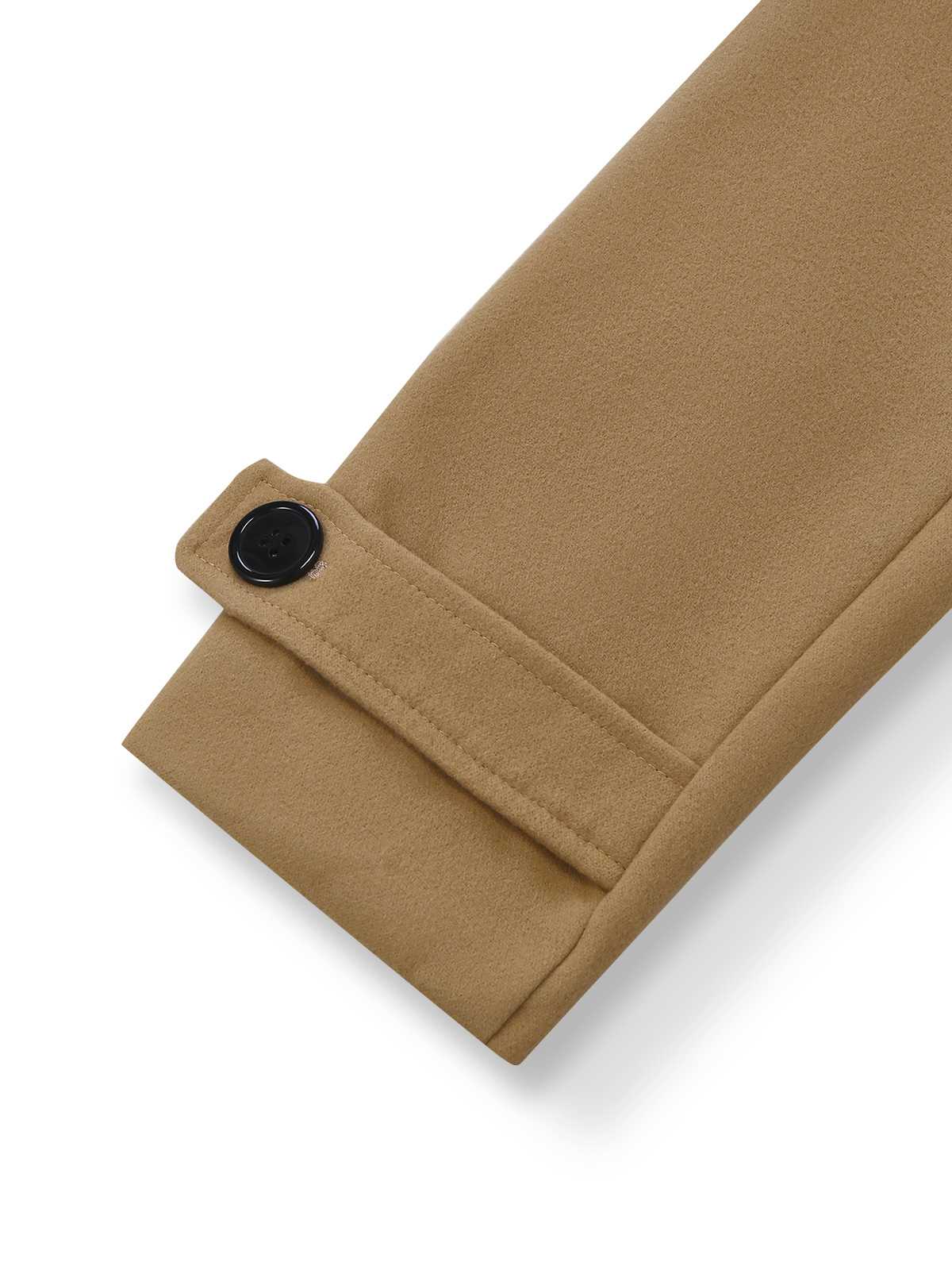 Khaki 1940s Lapel Double-Breasted Belted Coat - Image 5
