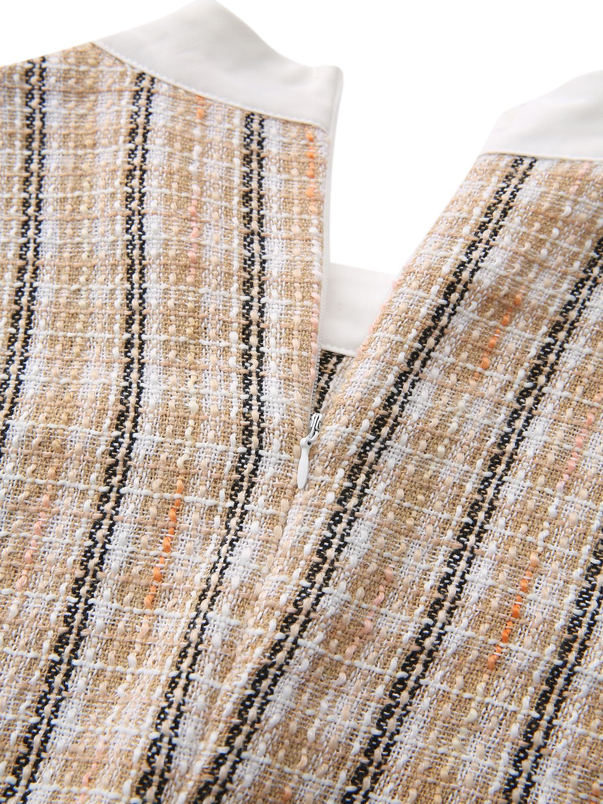 Khaki 1940s Vintage Style Patchwork Long Sleeve Dress - Image 7