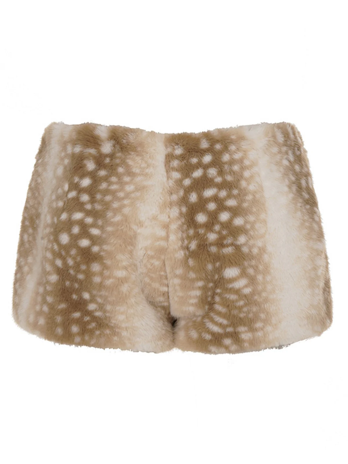 Khaki 1950s Faux Fur Deer Style Shorts - Image 3