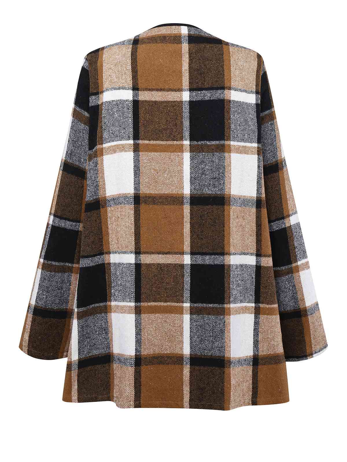 Khaki 1950s Plaid Long Sleeve Irregular Jacket - Image 4