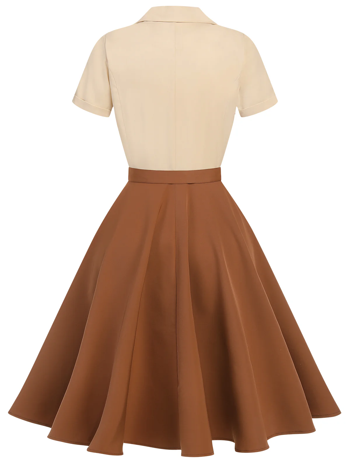 Khaki 1950s Snow White Style Button Dress - Image 3