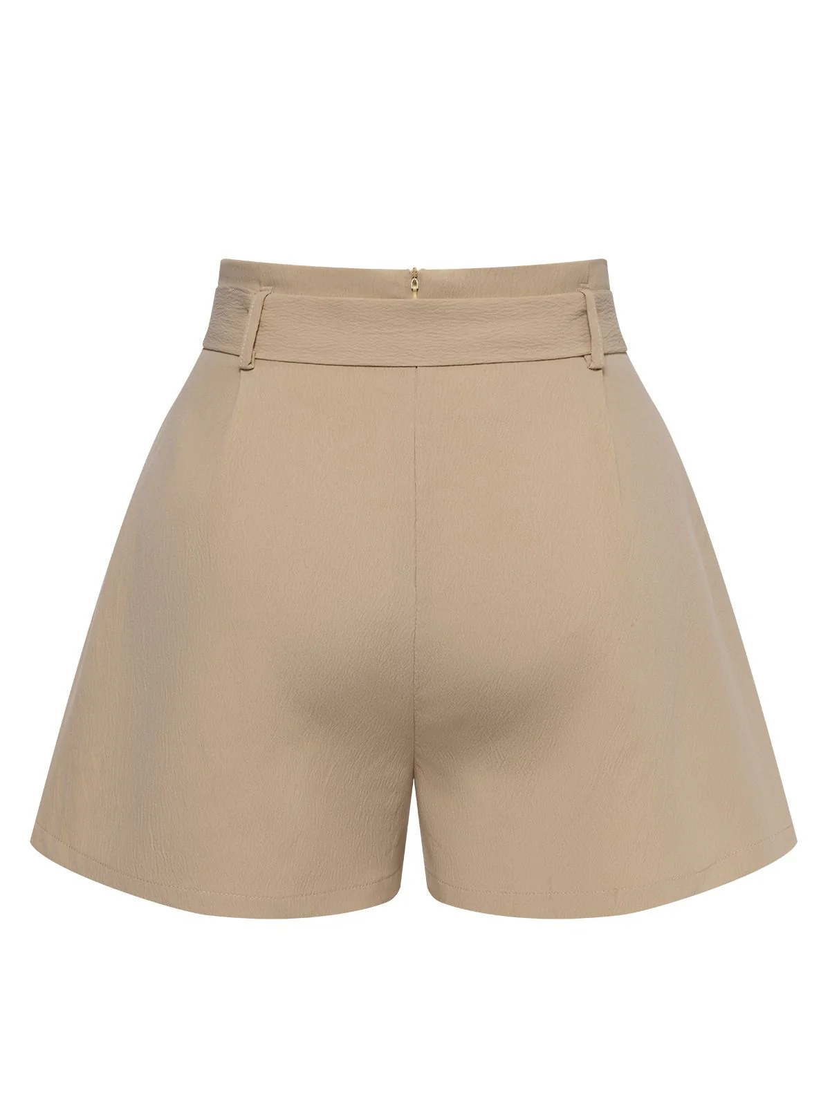 Khaki 1950s Solid Belted Shorts - Image 3