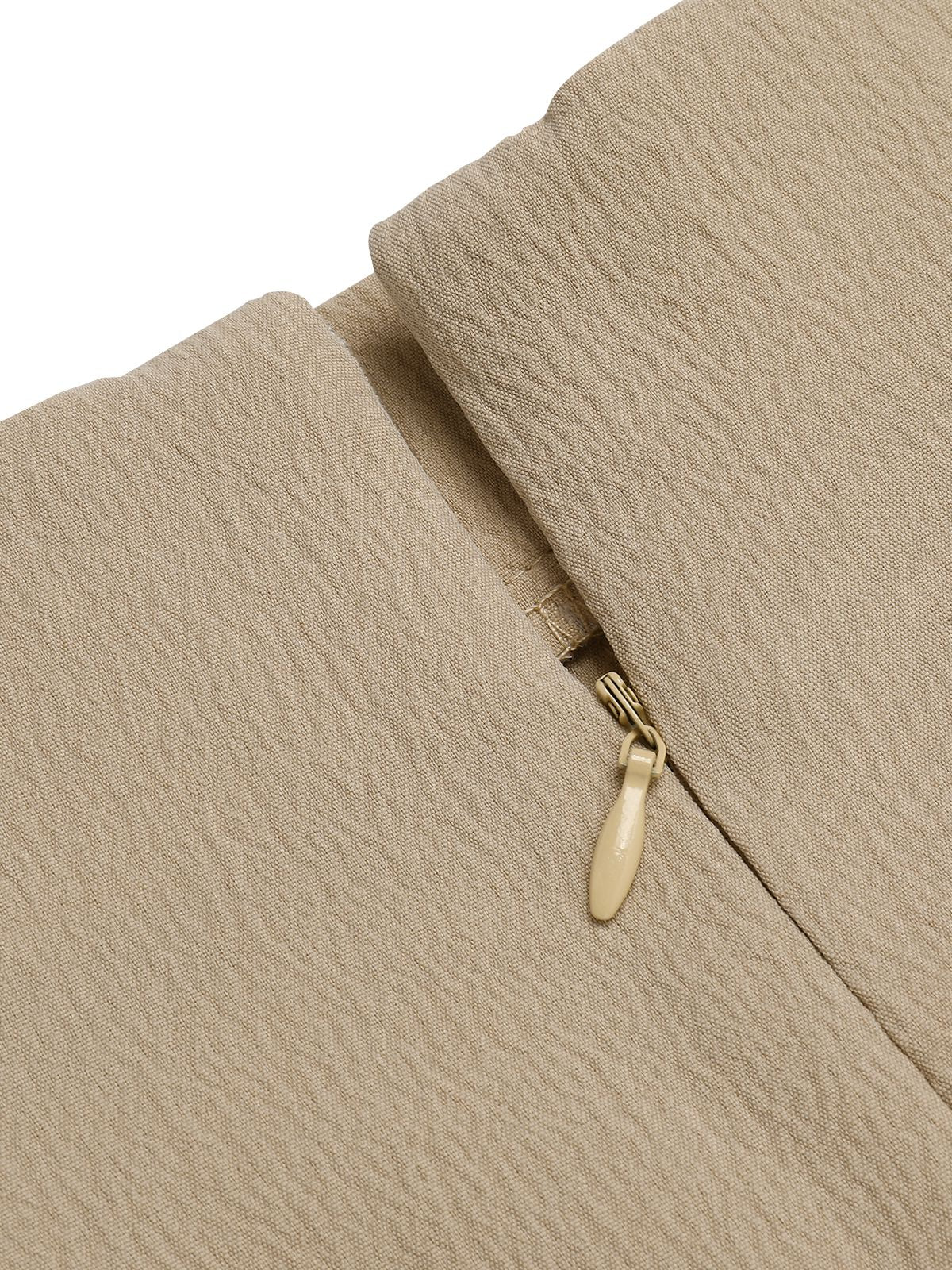 Khaki 1950s Solid Belted Shorts - Image 4