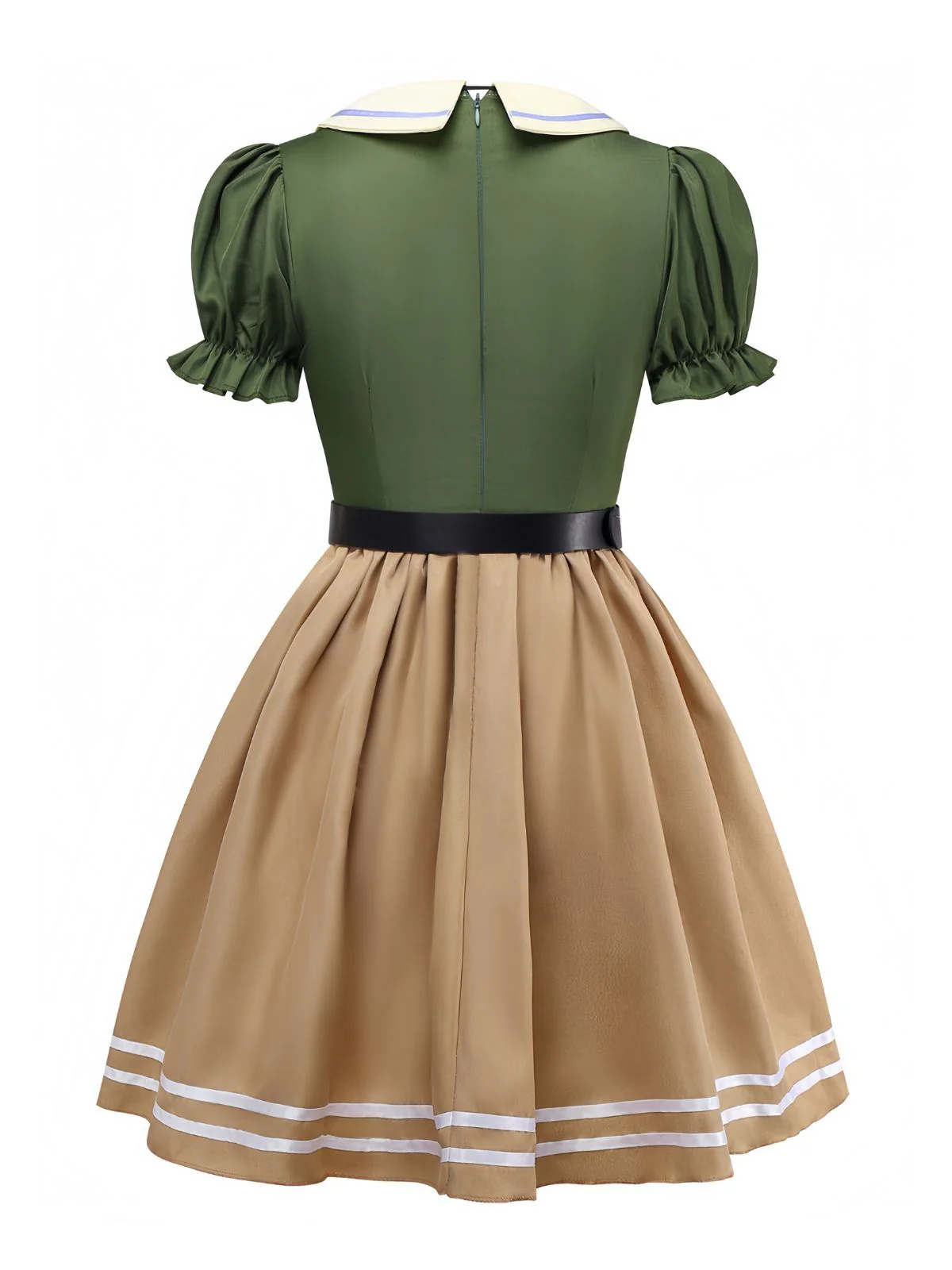 Khaki 1960s Fox Mock Two-Piece Dress Set - Image 2