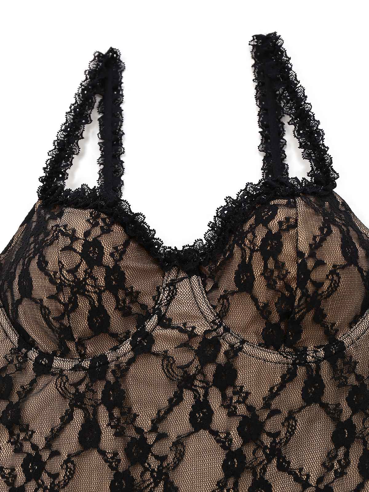 Khaki 1960s Lace Patchwork Spaghetti Strap Bodycon Dress - Image 3