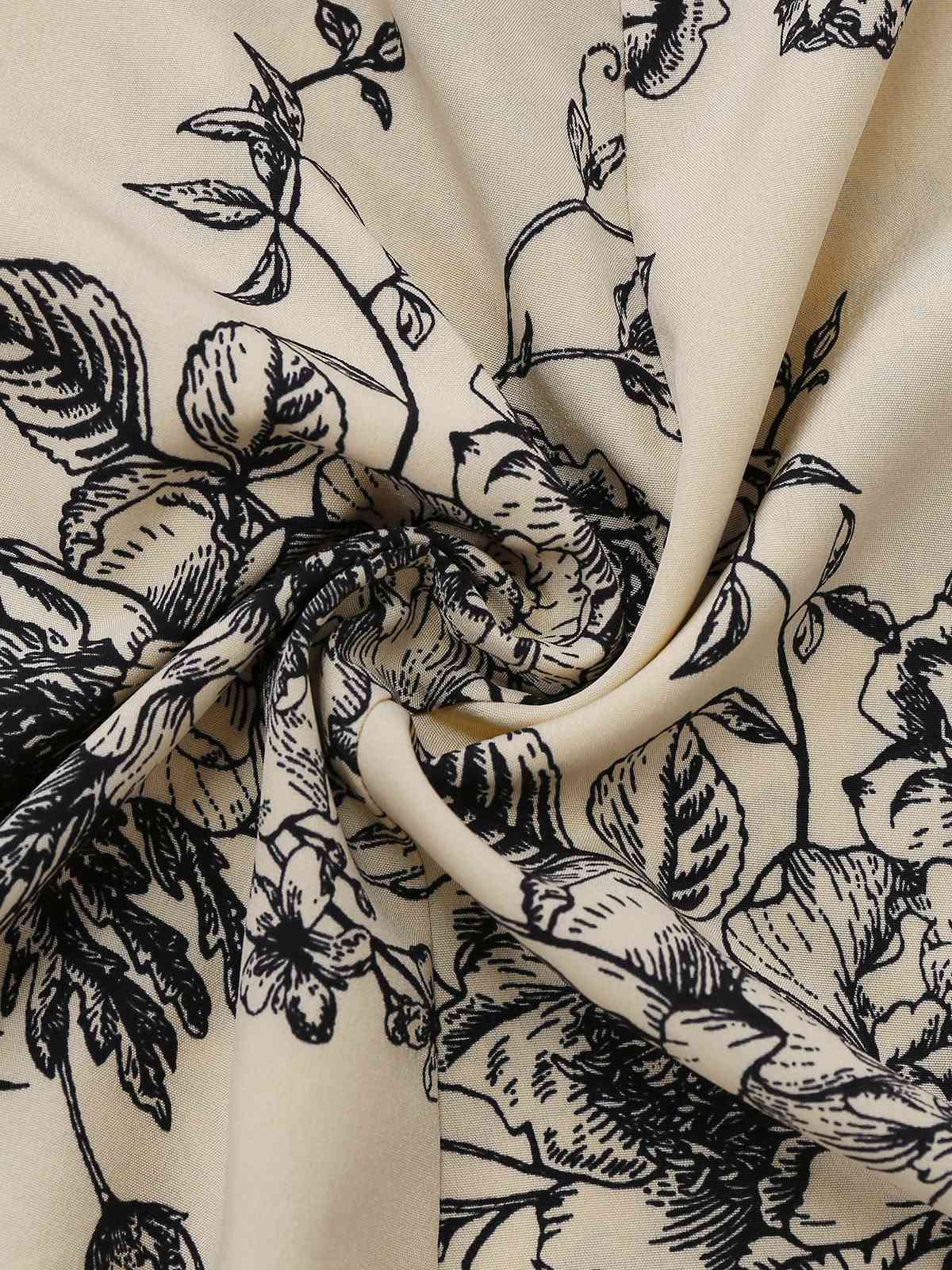 Khaki 1970s Knitted Square Neck Floral Dress - Image 7