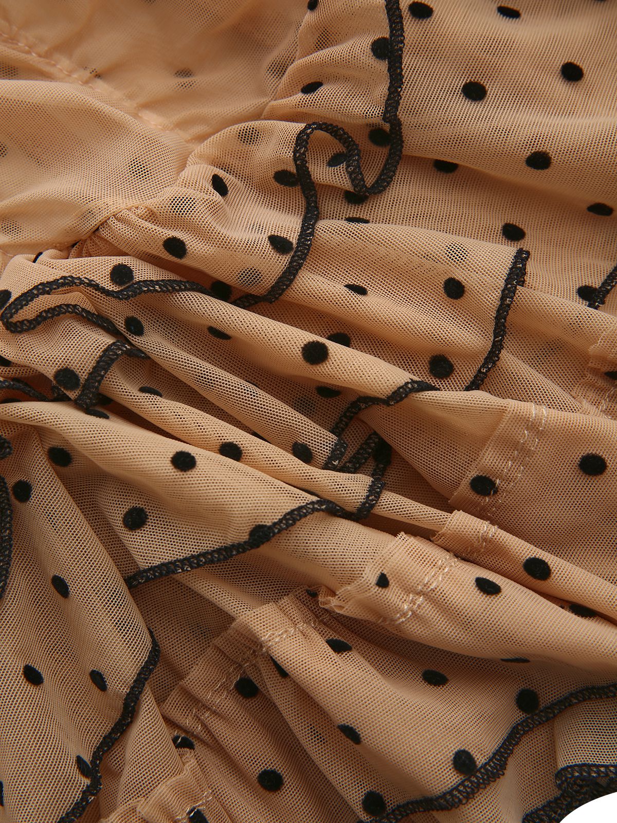 Khaki 1980s Polka Dot Tiered Babydoll Nightdress - Image 6