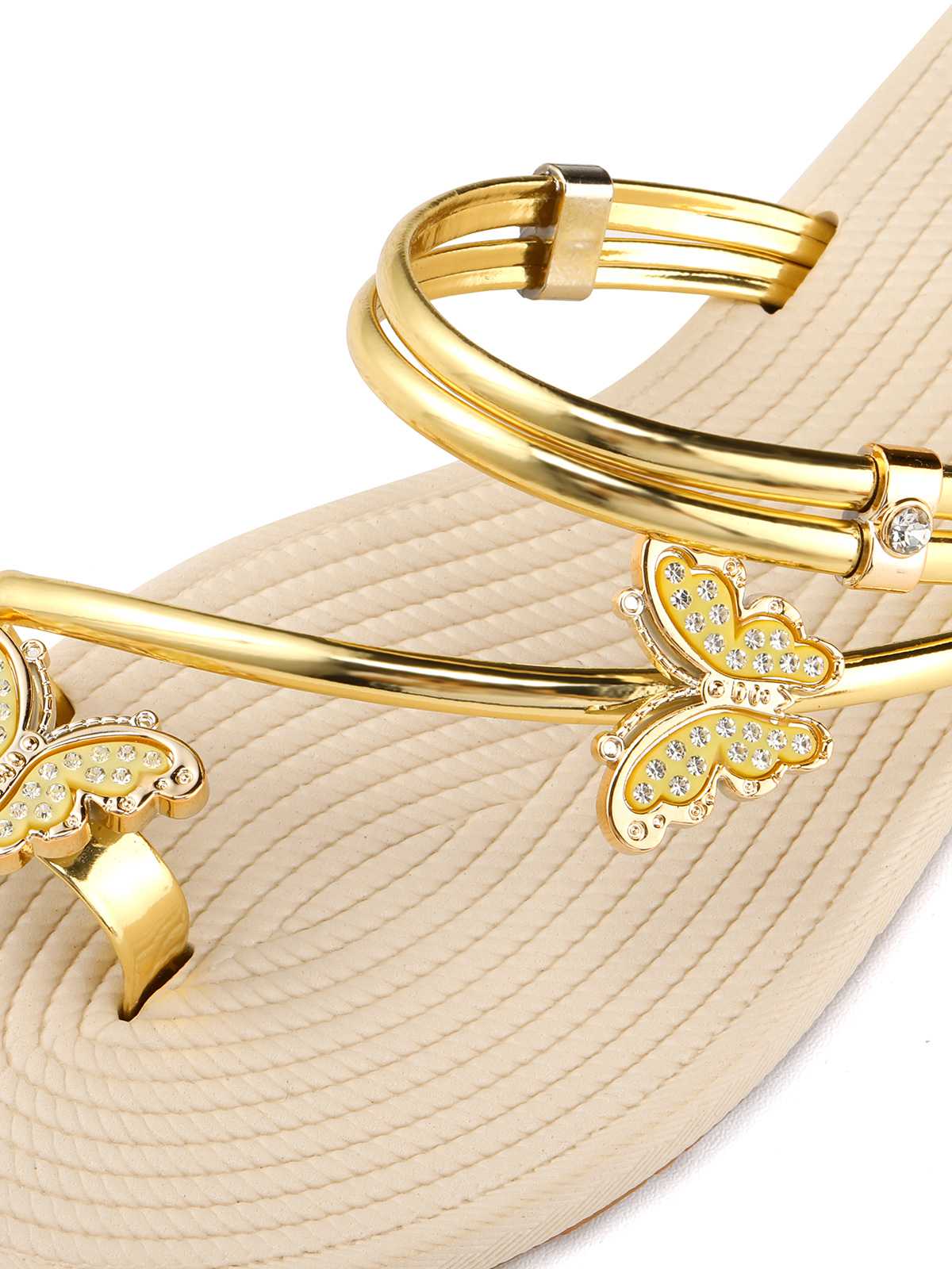 Khaki Butterfly Beach Flat Sandals - Image 4