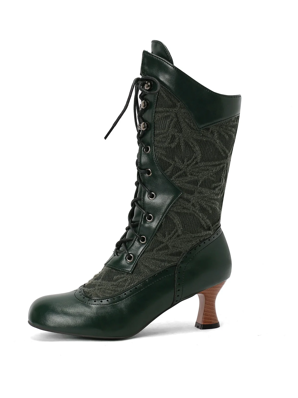 Lace Patchwork Lace-Up Calf-High Boots - Image 19