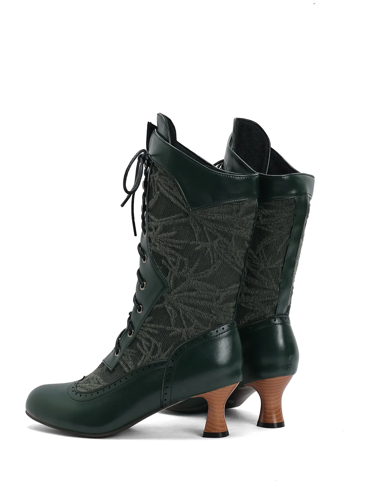 Lace Patchwork Lace-Up Calf-High Boots - Image 20