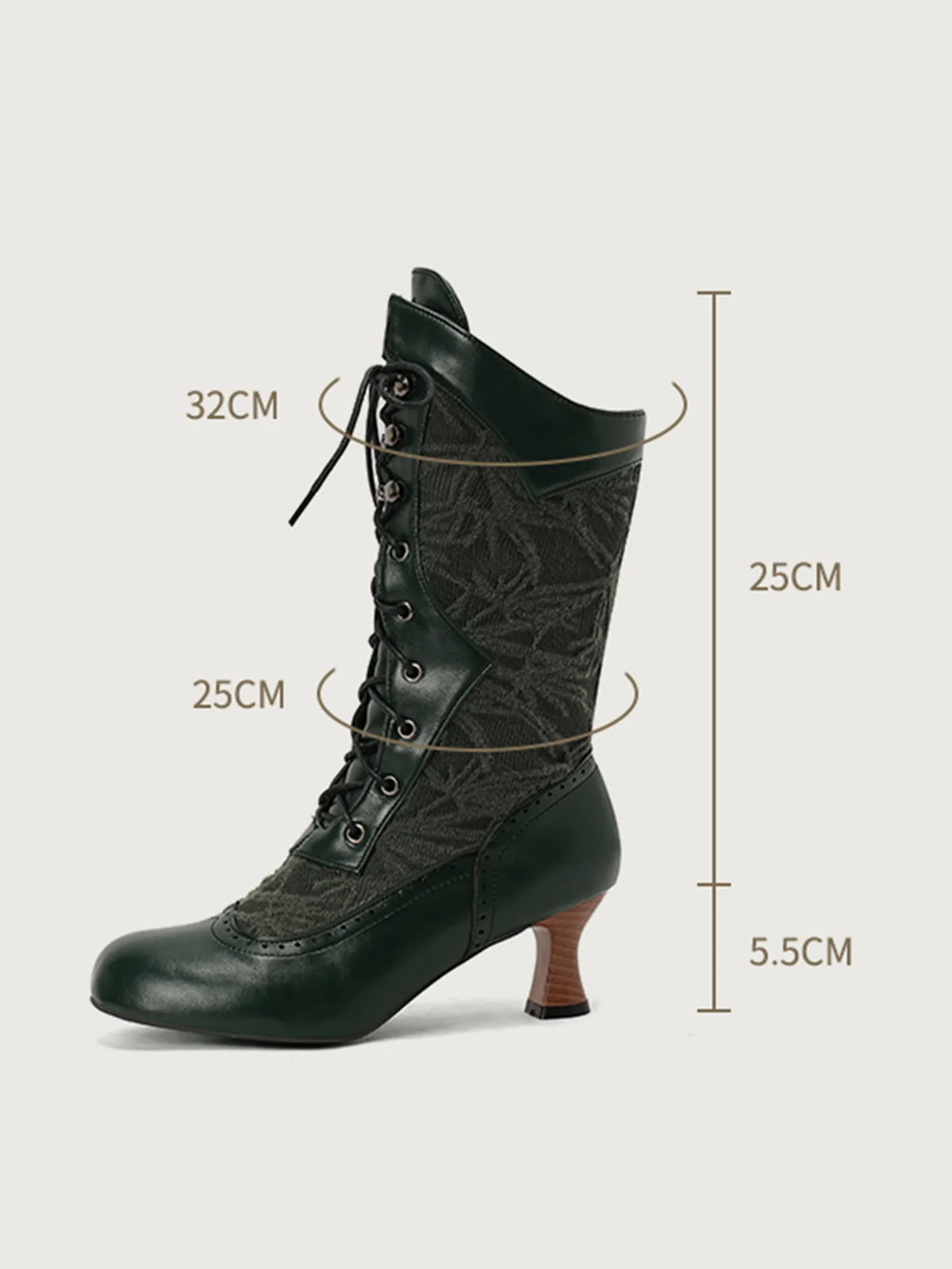 Lace Patchwork Lace-Up Calf-High Boots - Image 5