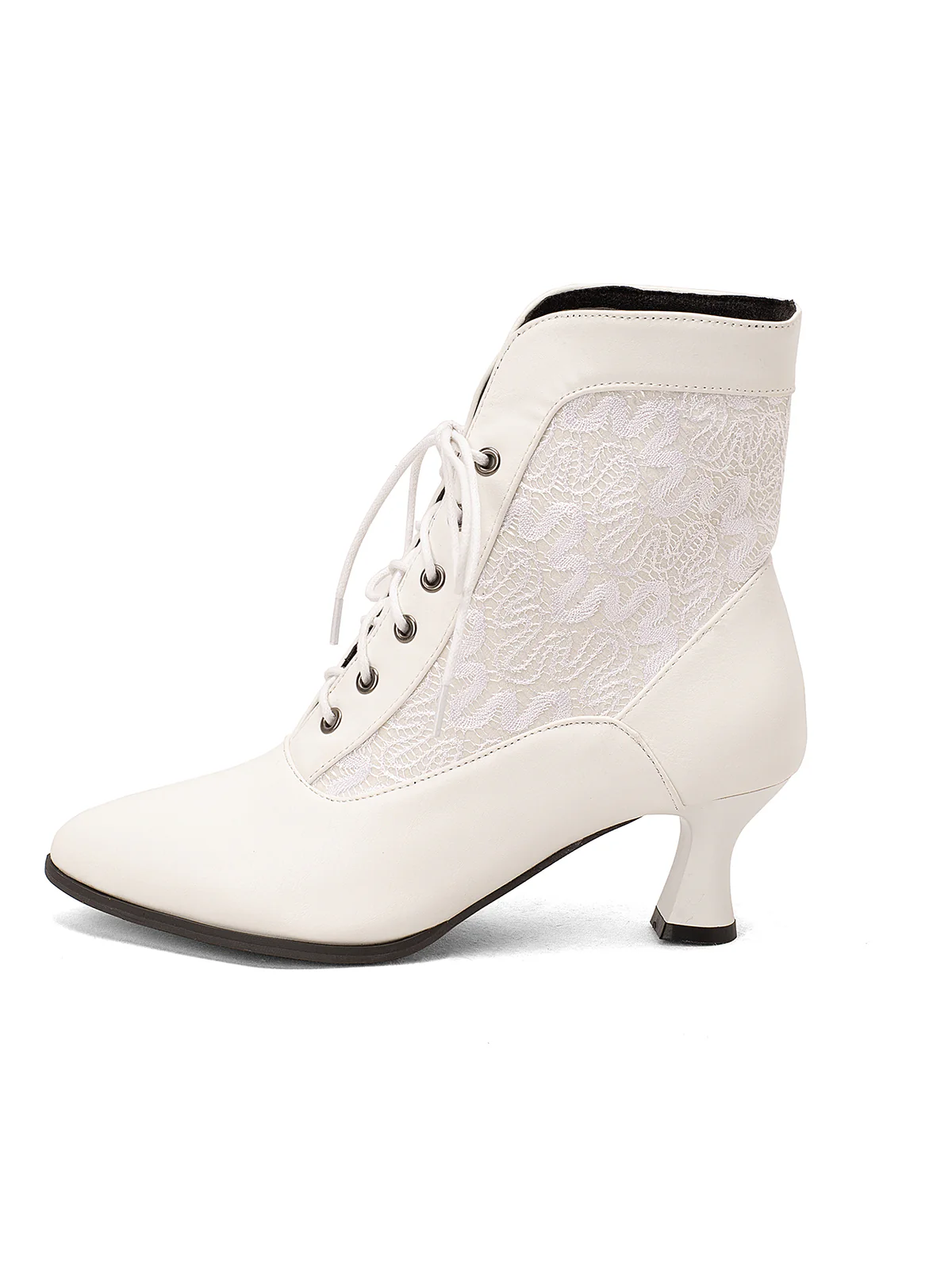 Lace Pointed Leather Heel Vintage Boots - Image 18