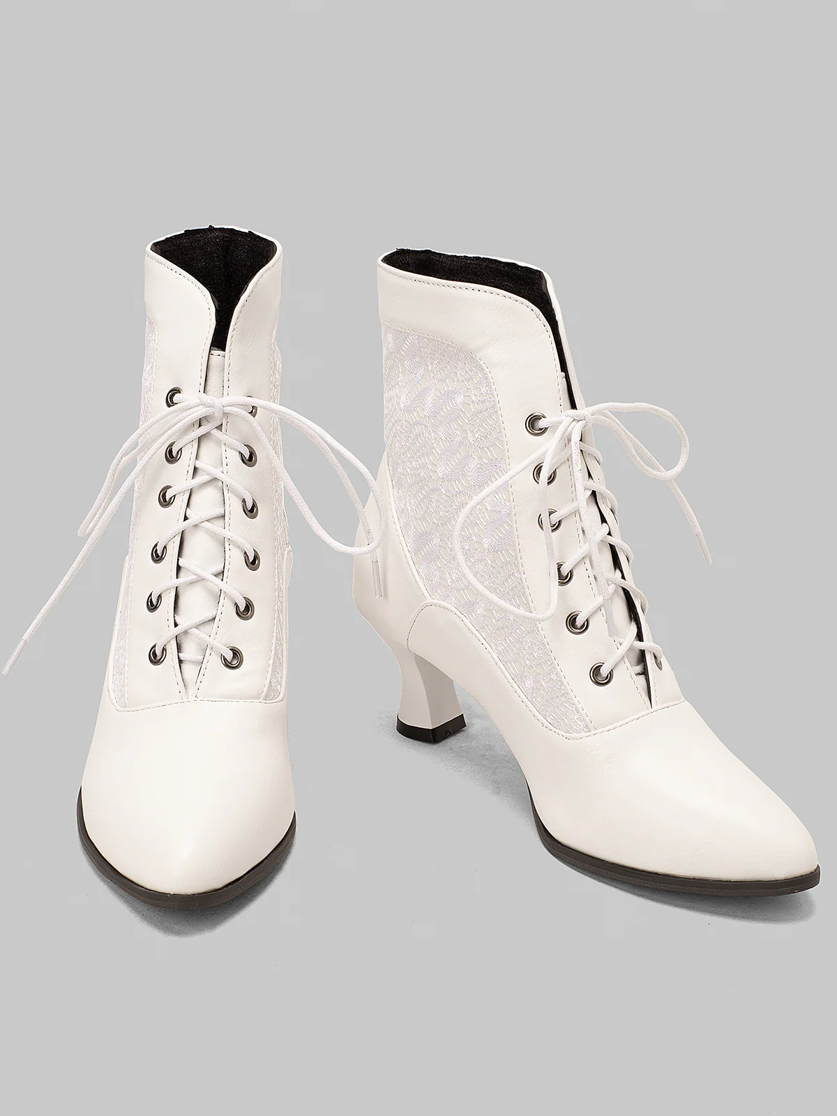 Lace Pointed Leather Heel Vintage Boots - Image 20