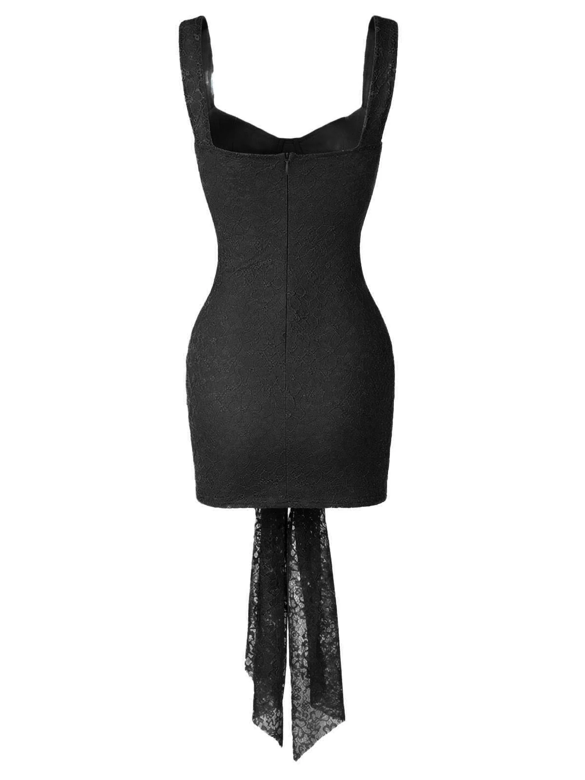 2000s Solid Lace Sexy V-Neck Belted Sheath Slip Dress - Image 5