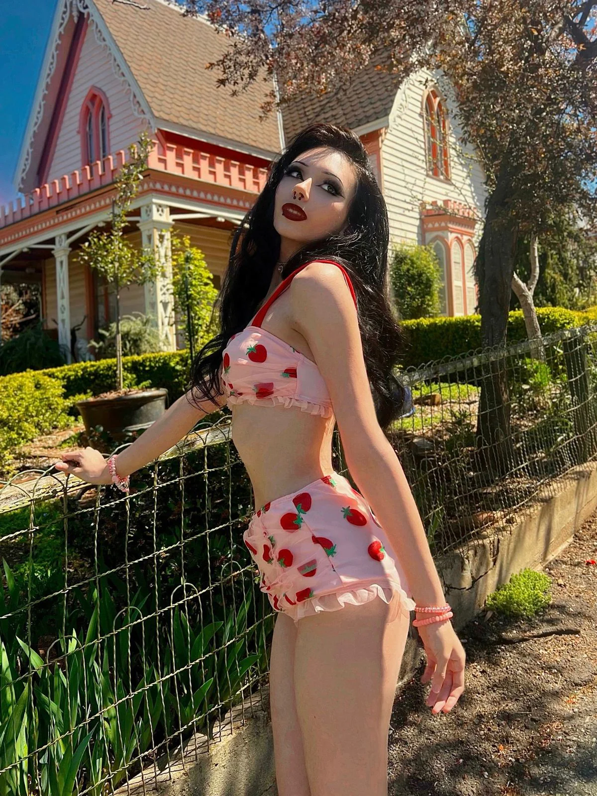Lace Strawberry Cami Tankini Set - Image 3