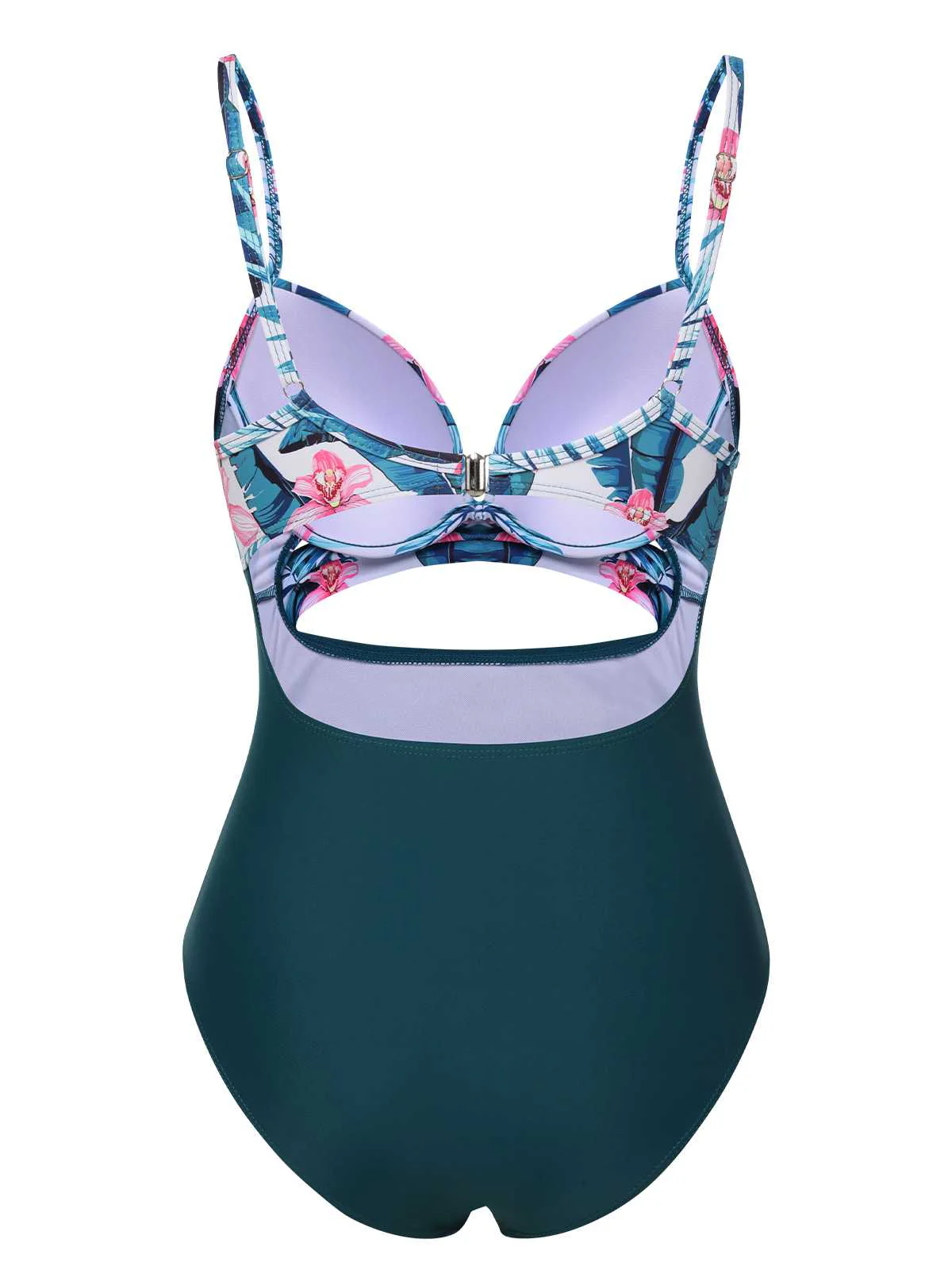 Lake Green 1930s Spaghetti Strap Floral Swimsuit - Image 3