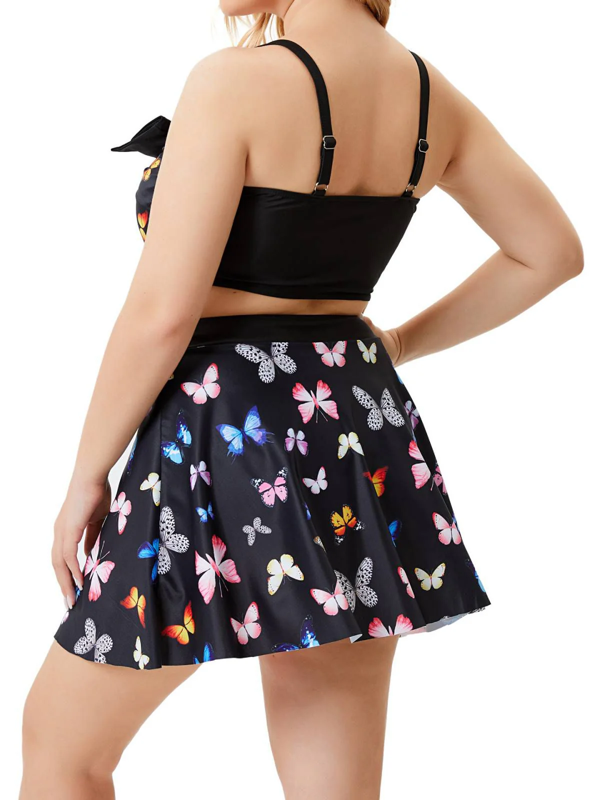[Plus Size] Black 1950s Vintage Butterfly Strap Swimsuit - Image 5