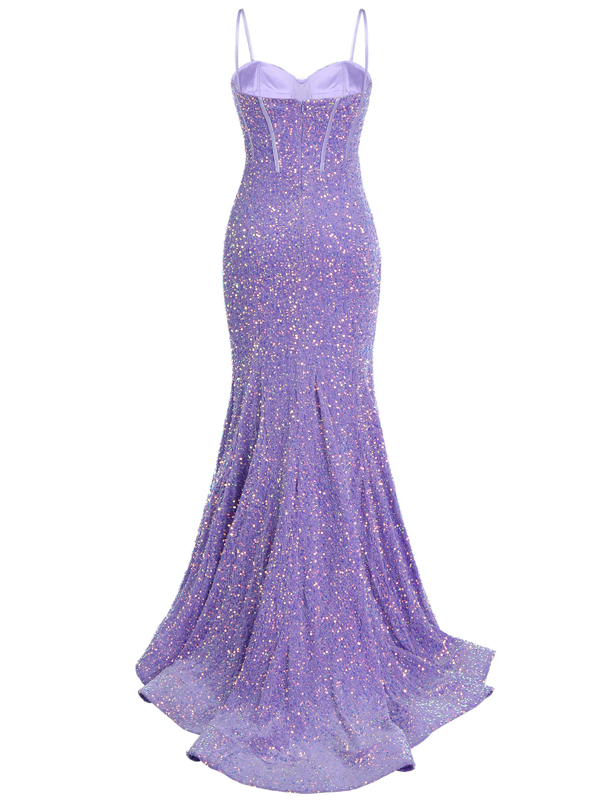 Lavender 1920s Sequined Corset Mermaid Dress - Image 5