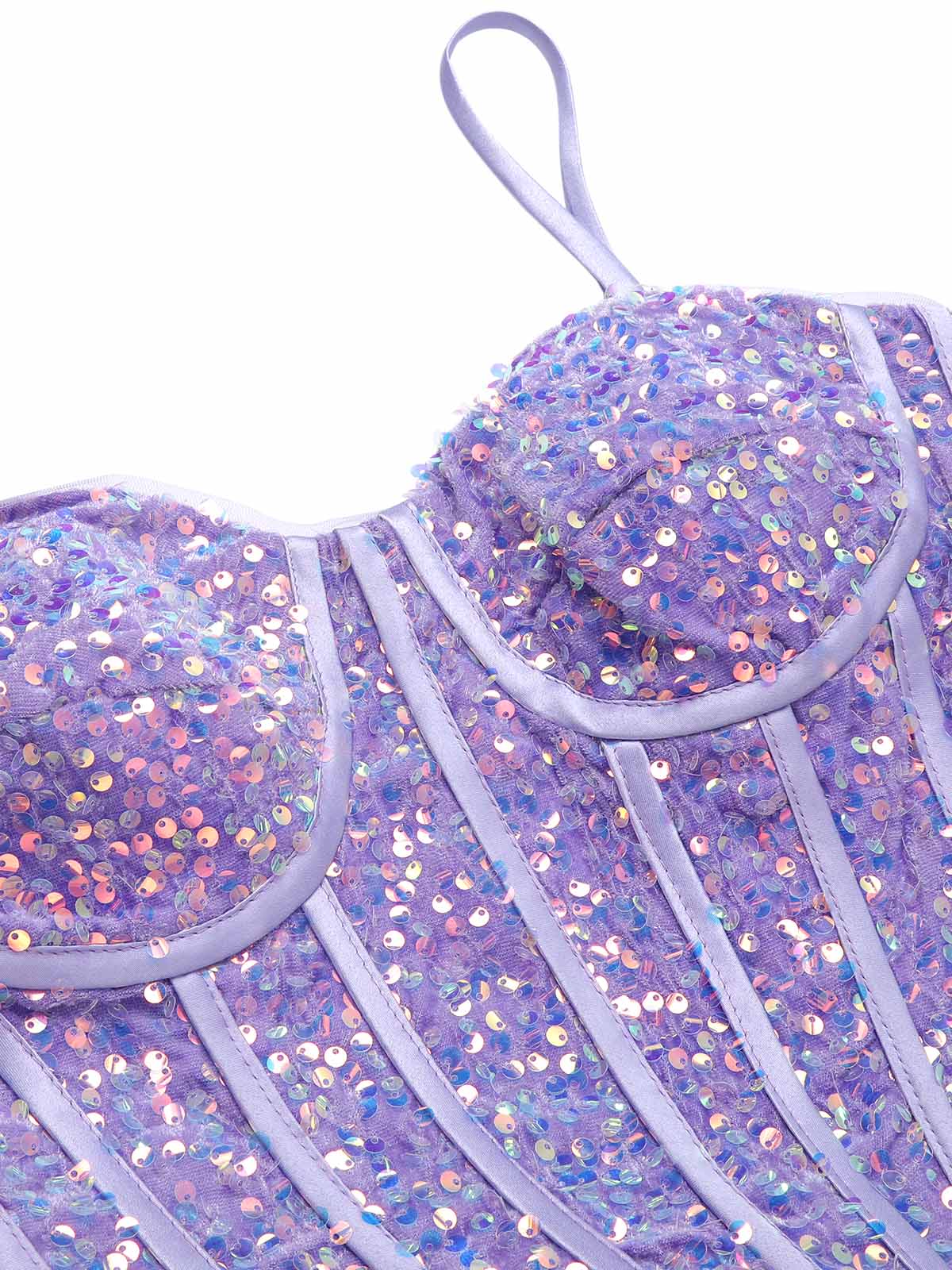 Lavender 1920s Sequined Corset Mermaid Dress - Image 6